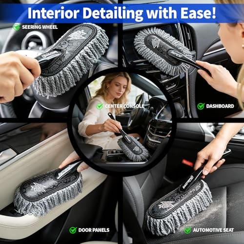 Car Duster Exterior & Interior Duster Aluminum Alloy Extendable Blue Grey