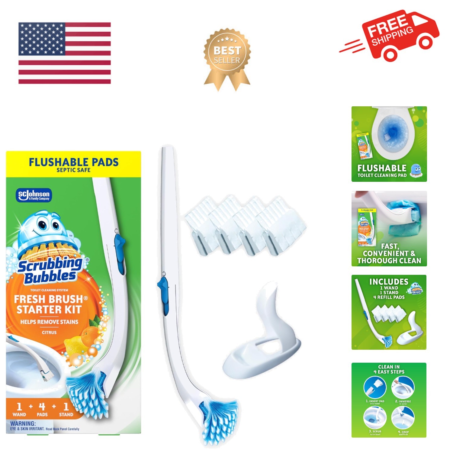Scrubbing Bubbles Toilet Bowl Cleaning System with Flushable & Disposable Cle…