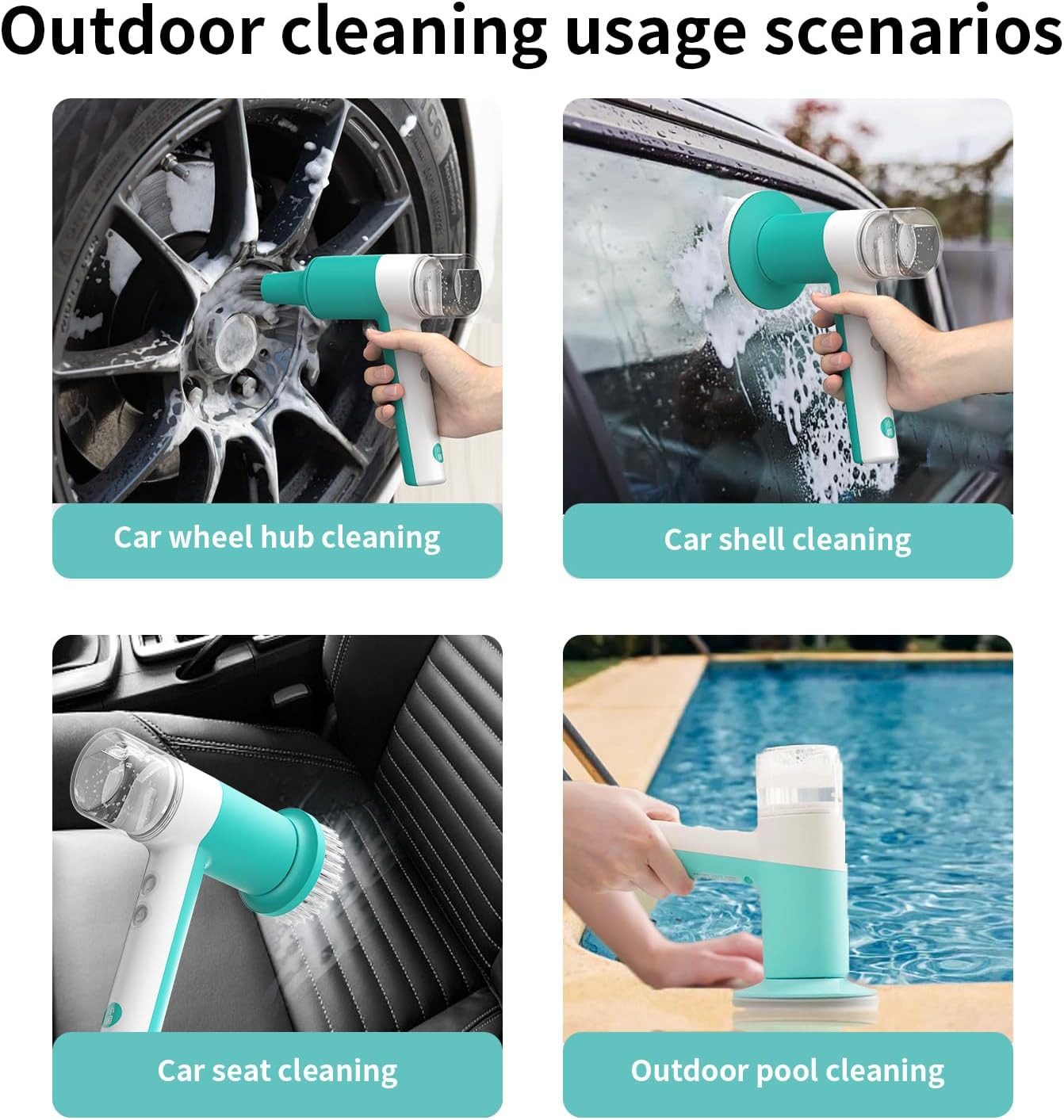 Dual-Rotation Electric Scrubber – IPX5 Waterproof Multi-Surface Cleaning Brush f