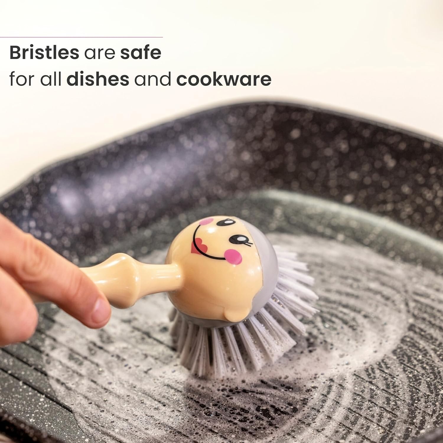 Dish Brush with Handle and Dress Holder Kitchen Sink Cleaning Pink Gray