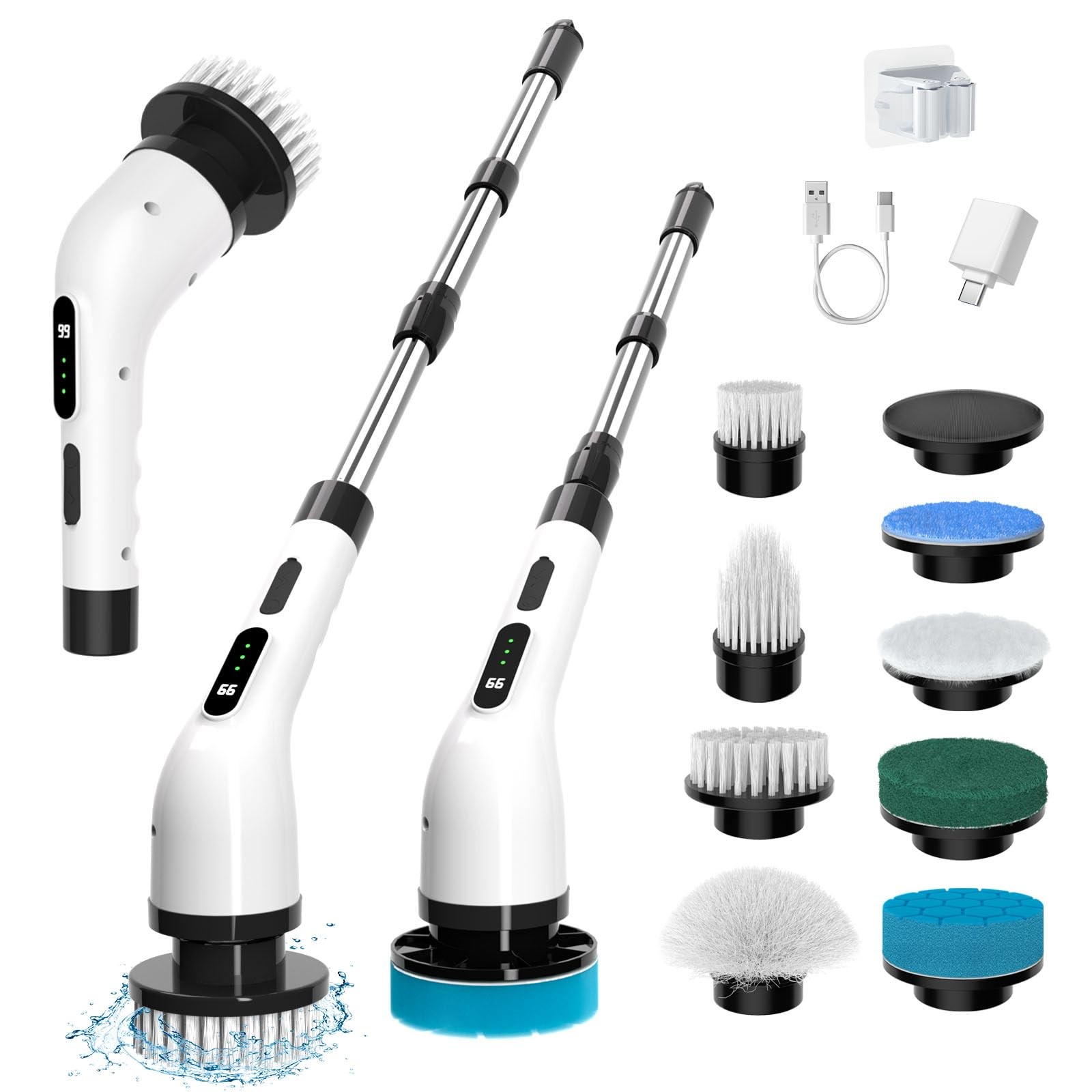 Electric Spin Scrubber for Cleaning, 9 in 1 Changeable Bathroom Scrubber with…