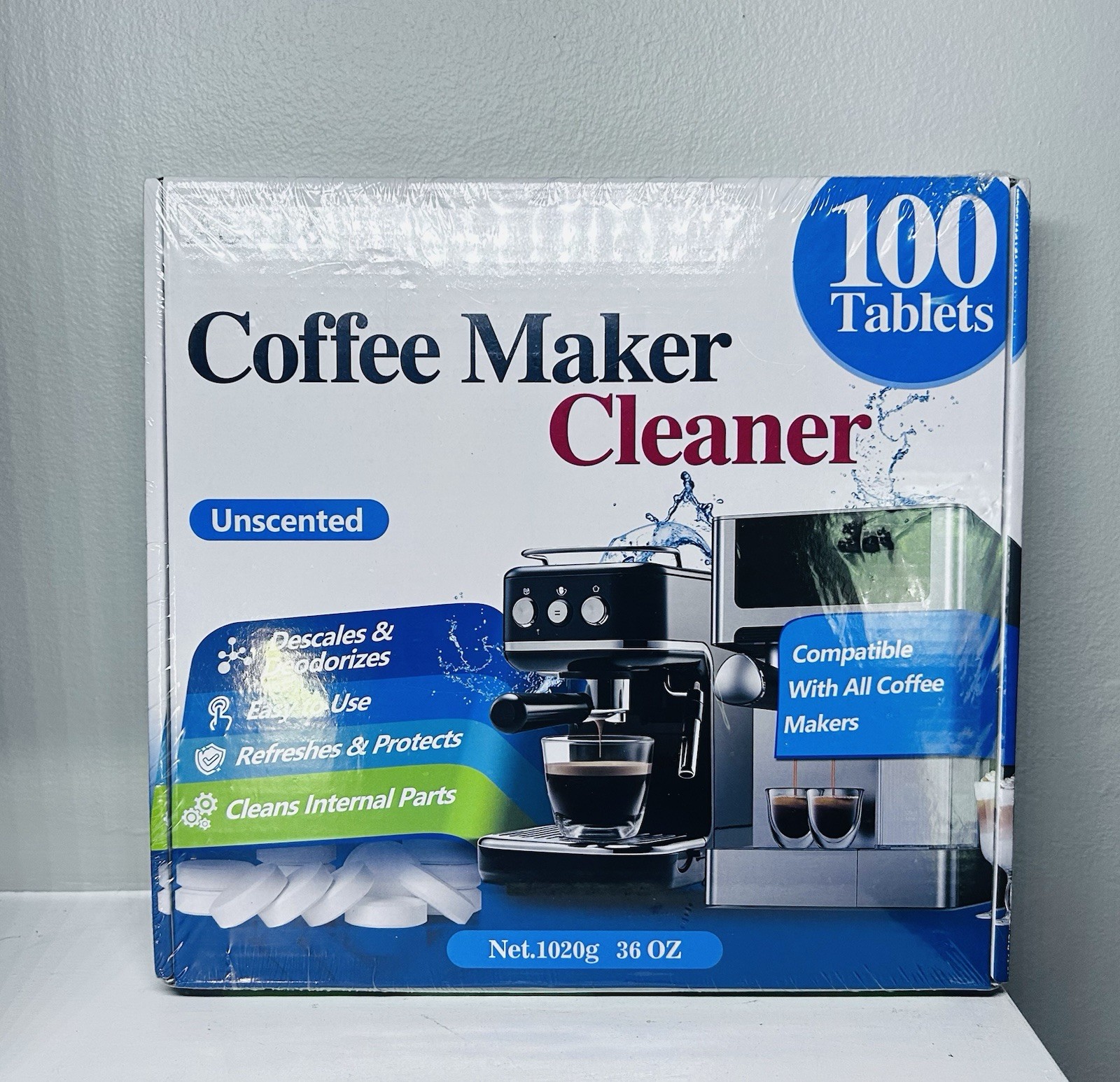 ASKIZ Universal Coffee Maker Cleaner (Unscented), 100 Tablets-NEW SEALED