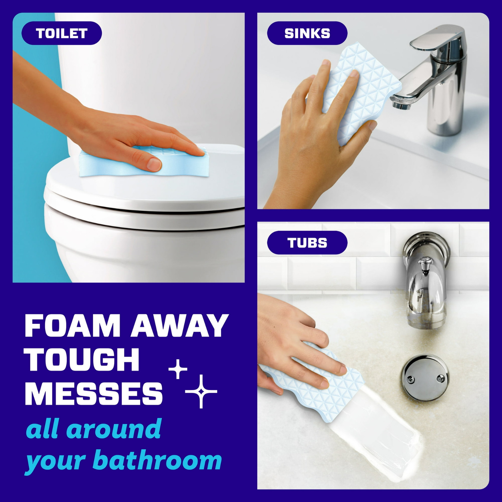 Mr. Clean Magic Eraser Bathroom Cleaner Lavender 2-in-1 Soap Scum, 7 Count