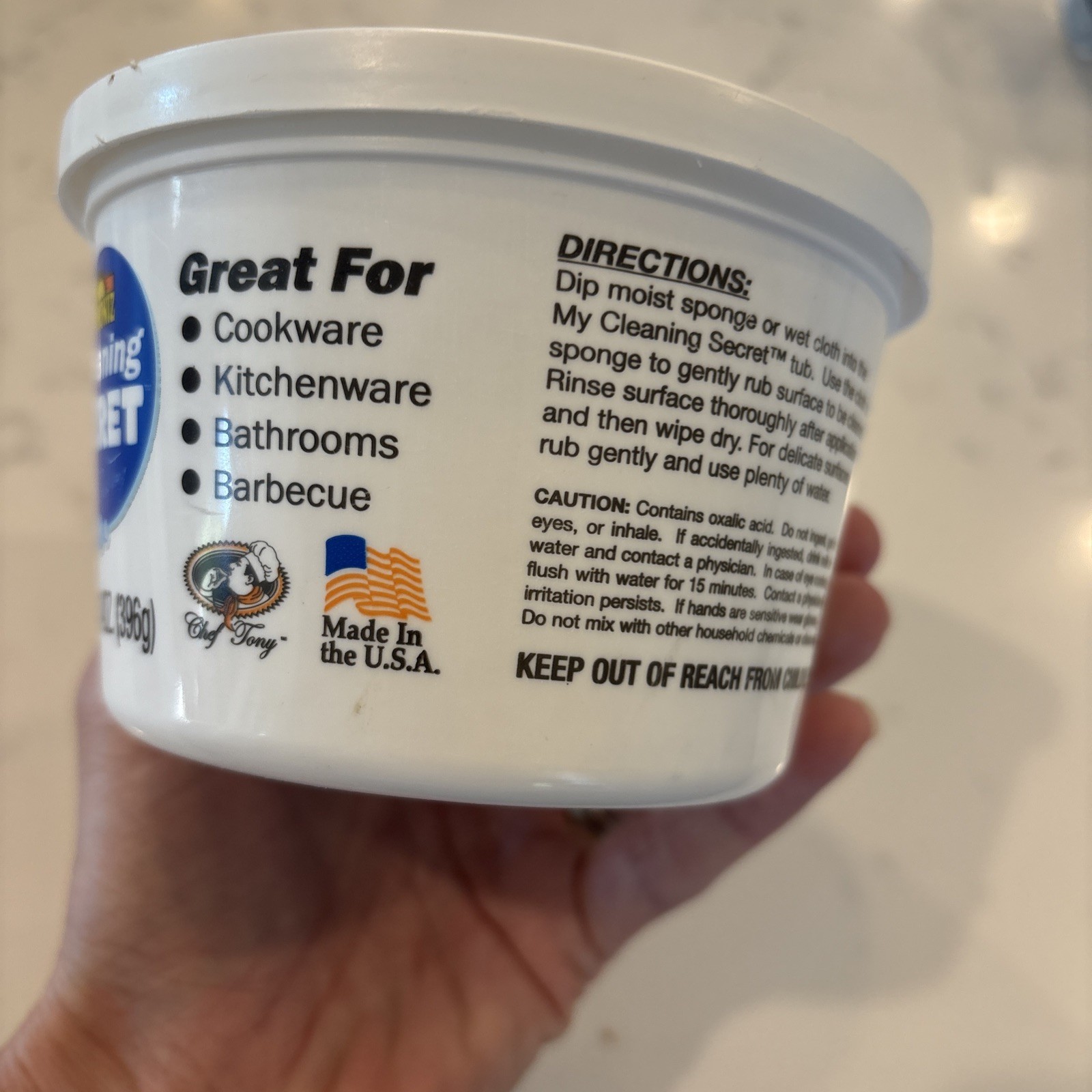 My Cleaning Secret Cleaner by Chef Tony Simoniz 14 Oz Tub New Open Container