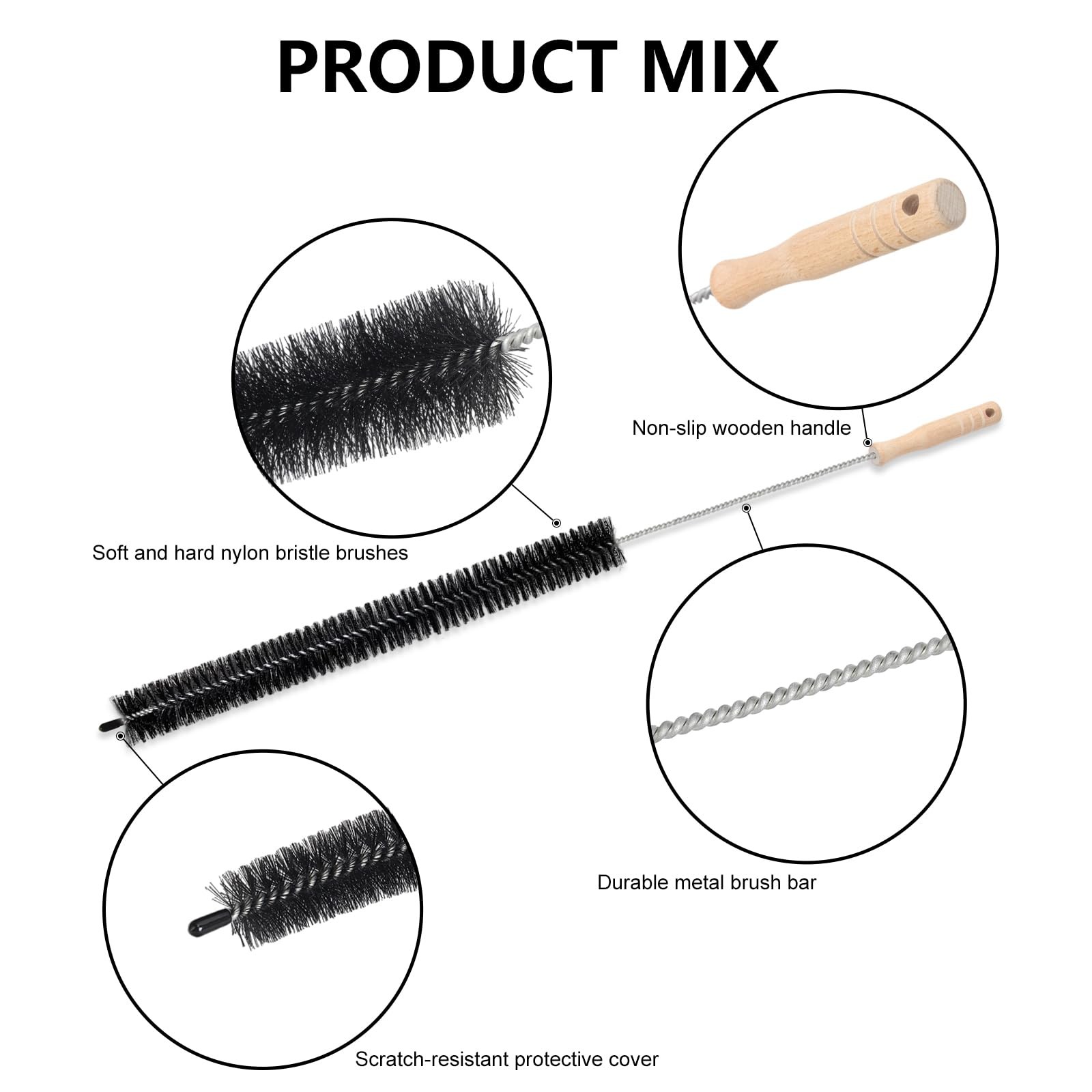 Dryer Vent Cleaning Brush – Lint Removal Cleaner Tool, LongFlexible with Wood…