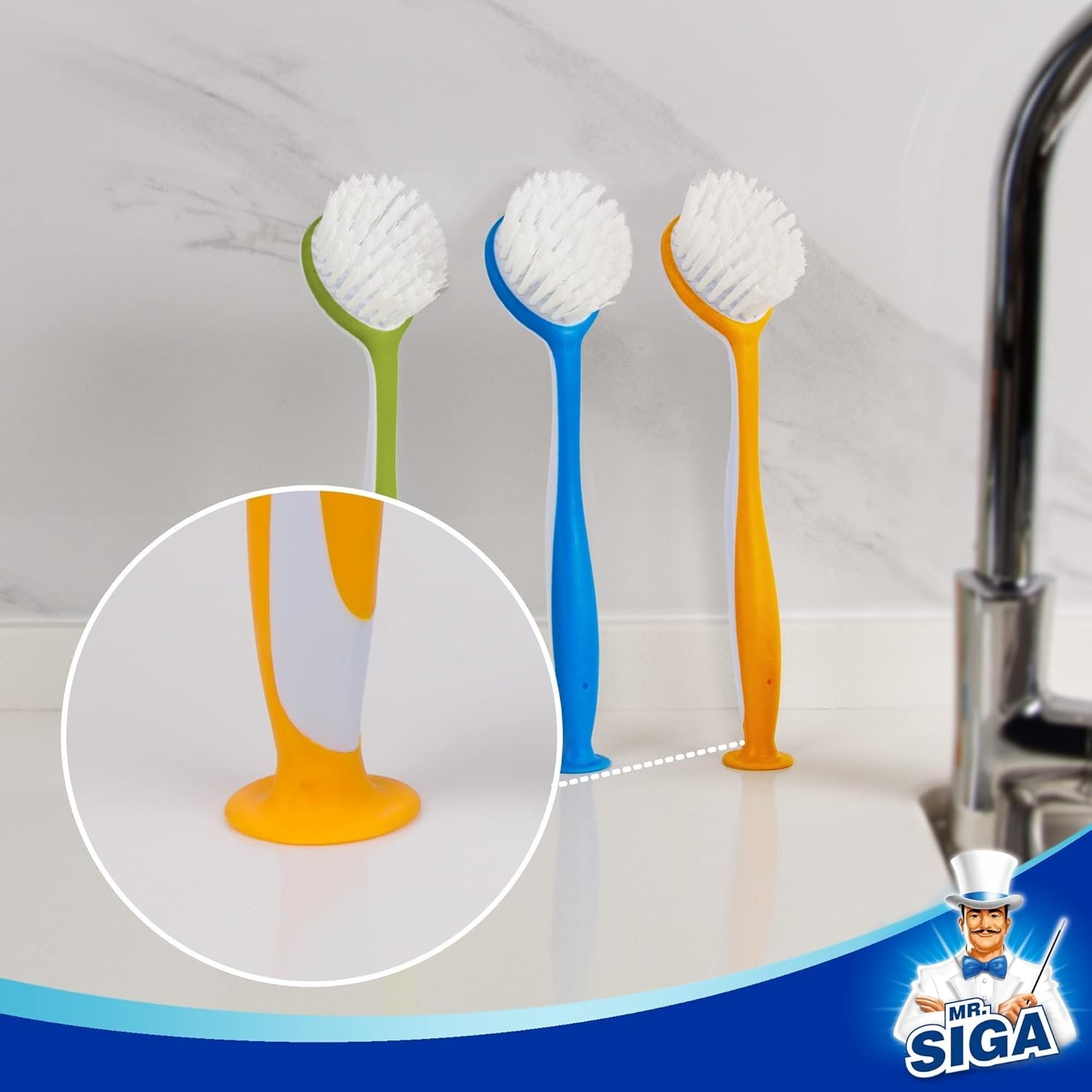 Dish Brush Set Soft Handle Scrubber for Ceramic Surfaces Pack of 3