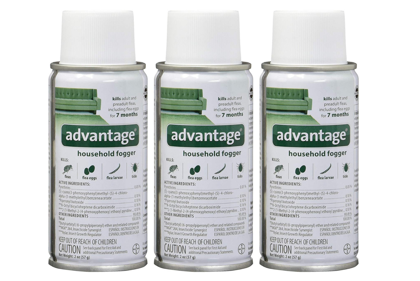 Kills Fleas & Adult Eggs, Bayer Advantage Household Fogger, three 2 oz canisters