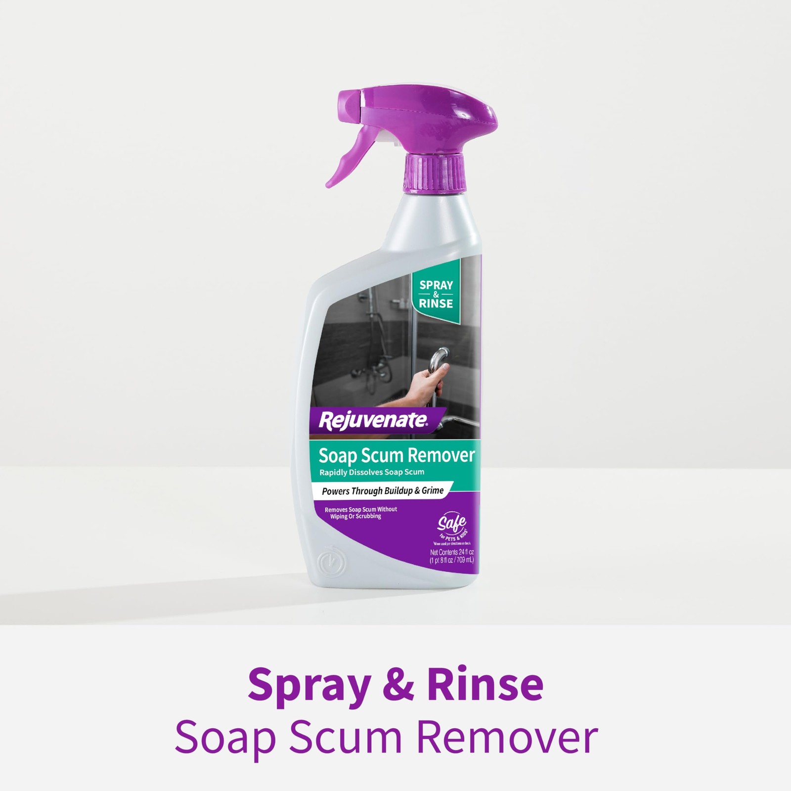 Rejuvenate Scrub Free Soap Scum Remover Shower Glass Door Cleaner 24oz Works on