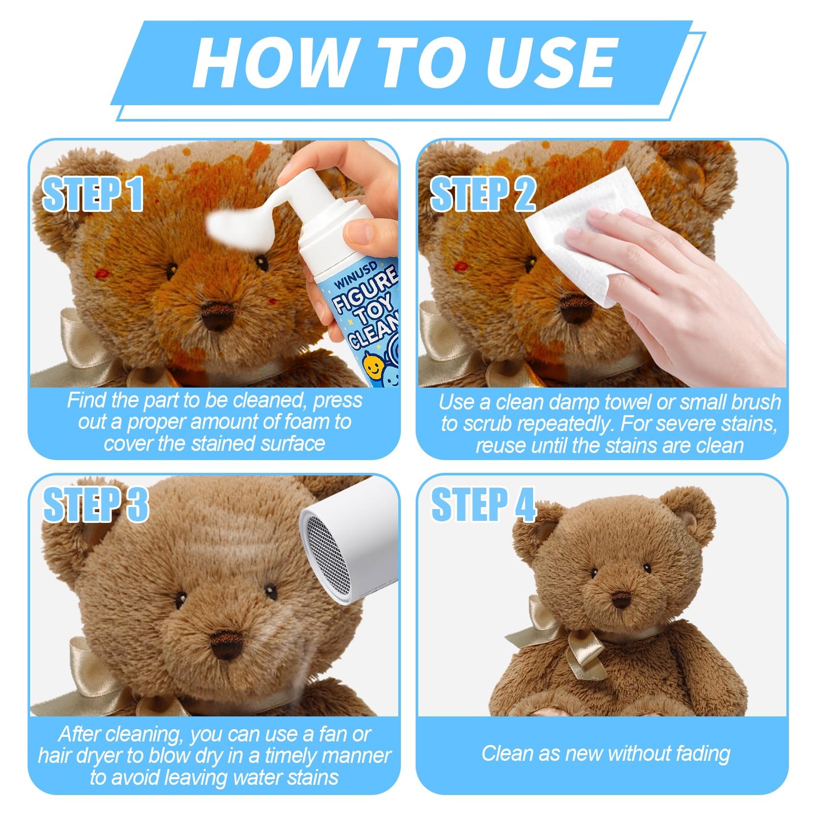Figure & Plush Toy Cleaner – 5oz Foam Spray for Stuffed Animals & Soft Dolls …