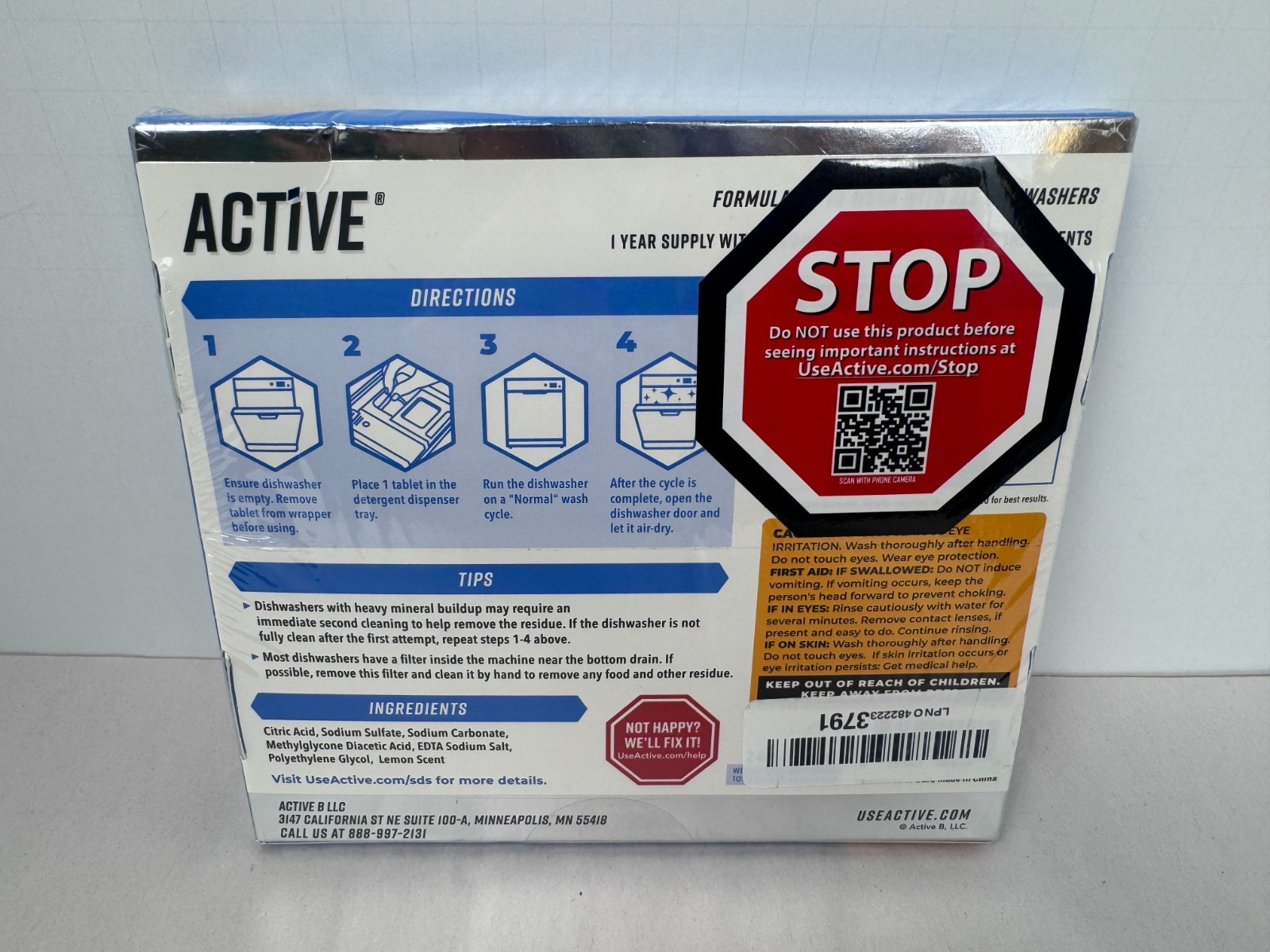 Active Dishwasher Cleaner & Deodorizer Tablets 24 Pack Deep Cleaning New Sealed