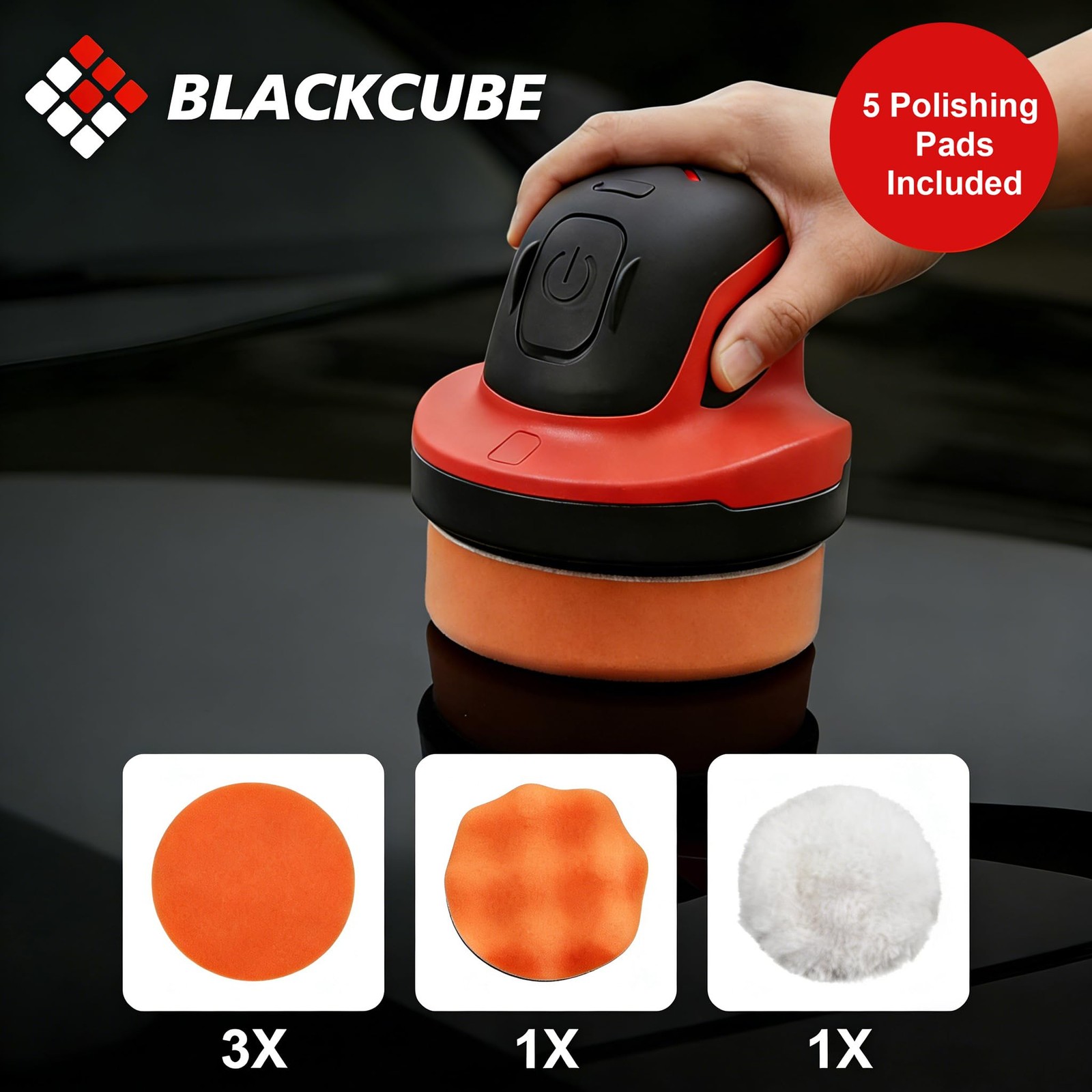 Cordless Car Polisher 230 RPM, USB Rechargeable Auto Buffer with 2000mAh Batt…