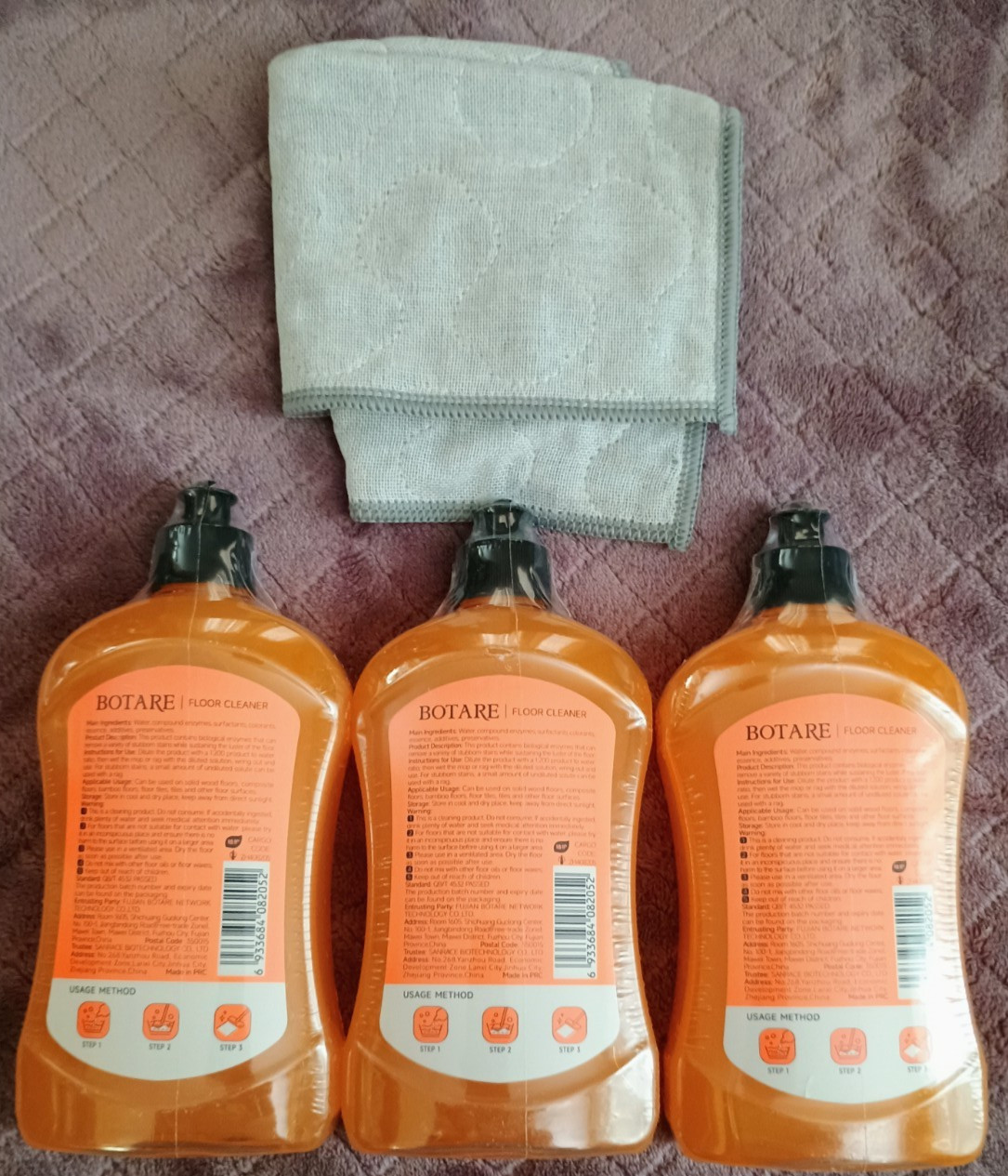 Botare Floor Cleaner Set 3x500g Bottles w/ Microfiber Cloth