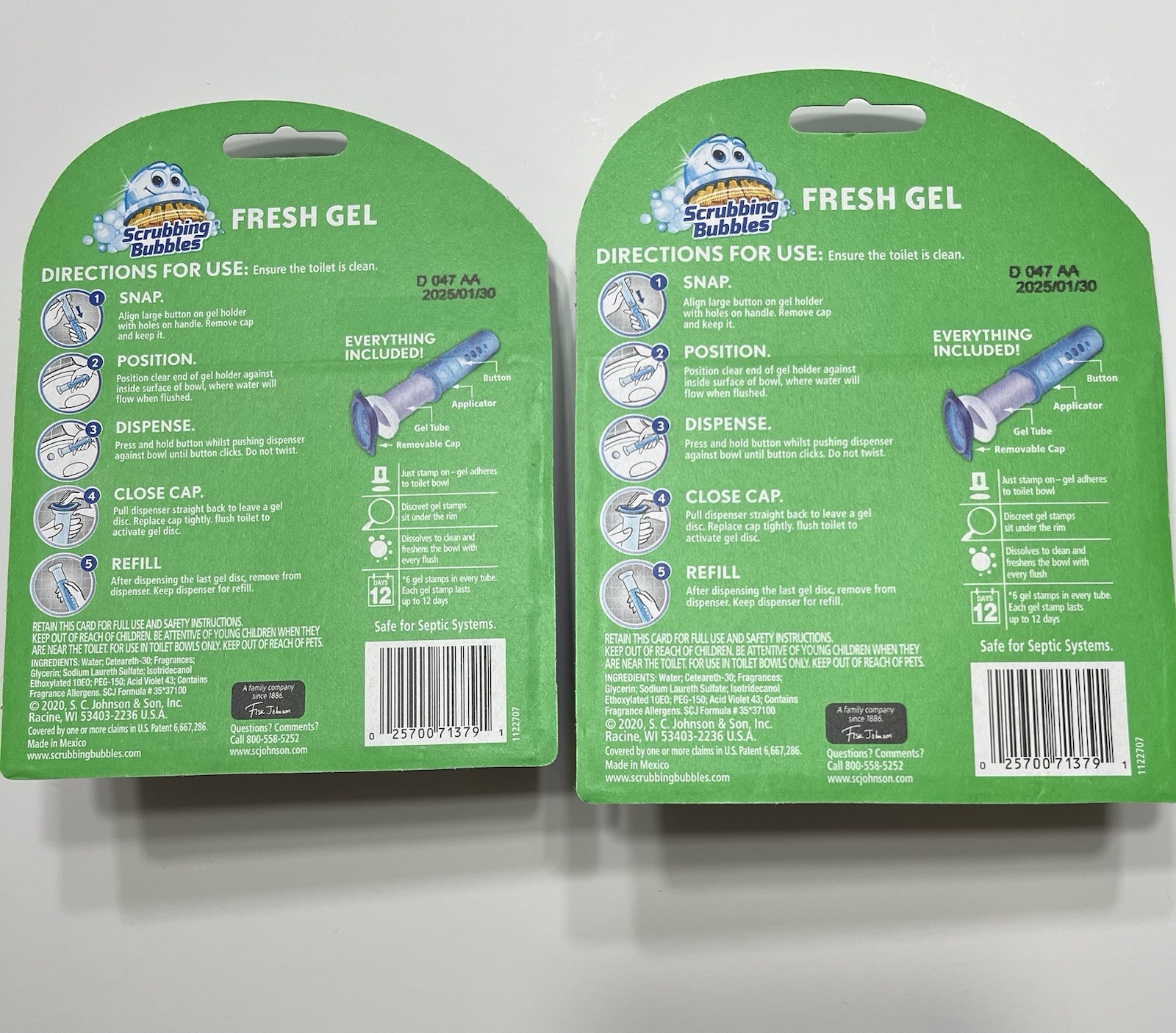 Lot Of 2 Scrubbing Bubbles Fresh Gel Toilet Cleaning Dispenser 6-Stamp Lavander
