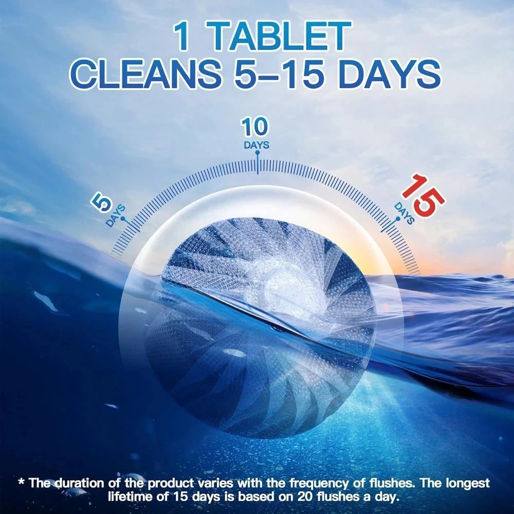 12 Pack Vacplus Automatic Toilet Bowl Cleaner Tablets for Bathroom Freshener New