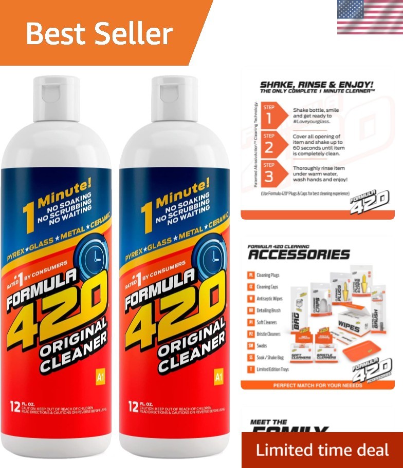 Glass Metal Ceramic Cleaner 12oz Bottle Pack of 2 Non Toxic Eco Friendly