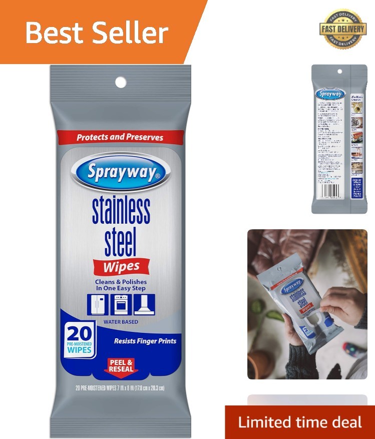 20 Unscented Stainless Steel Wipes – Effortless Removal of Stains & Smudges