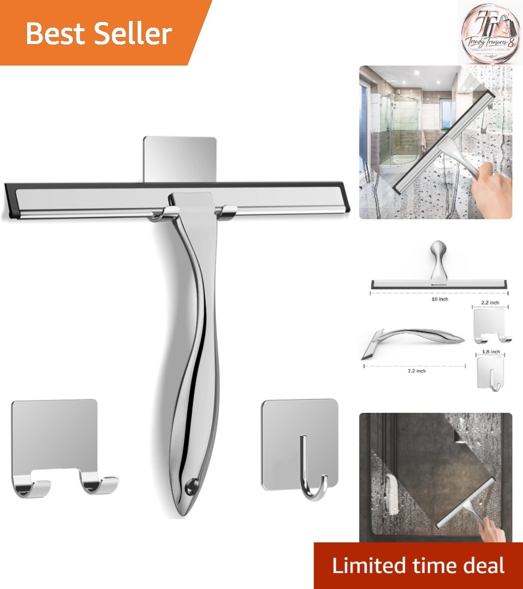 All-Purpose Shower Squeegee with 2 Adhesive Hooks – Effortless Cleaning Tool