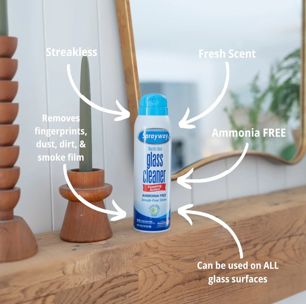 Sprayway Glass Cleaner, 19 fl oz, Ammonia-Free, Streak-Free Foaming Action, Twis