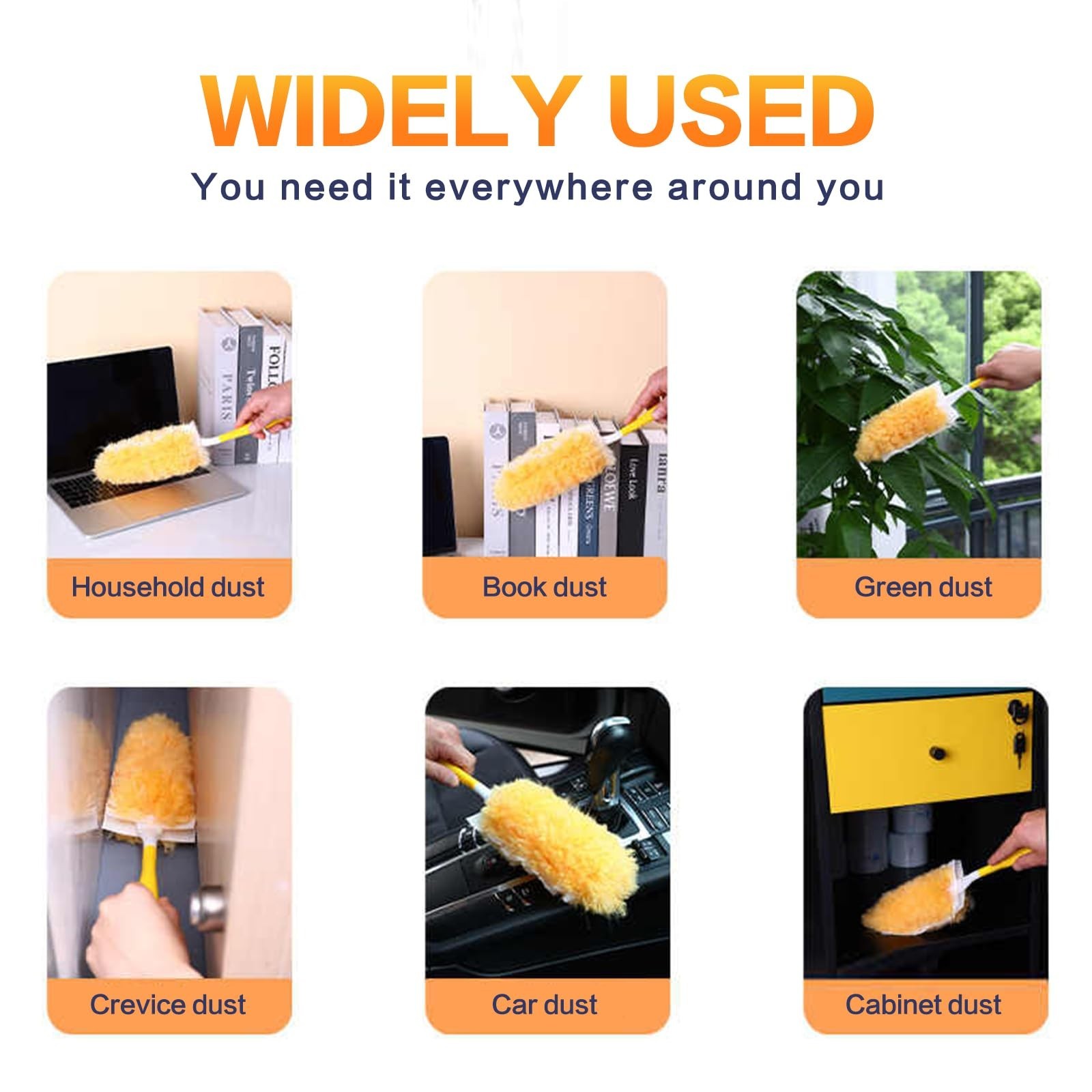 Heavy Duty Disposable Duster Refills Kit – 360° Multi-Surface Cleaning Tool, 3FT