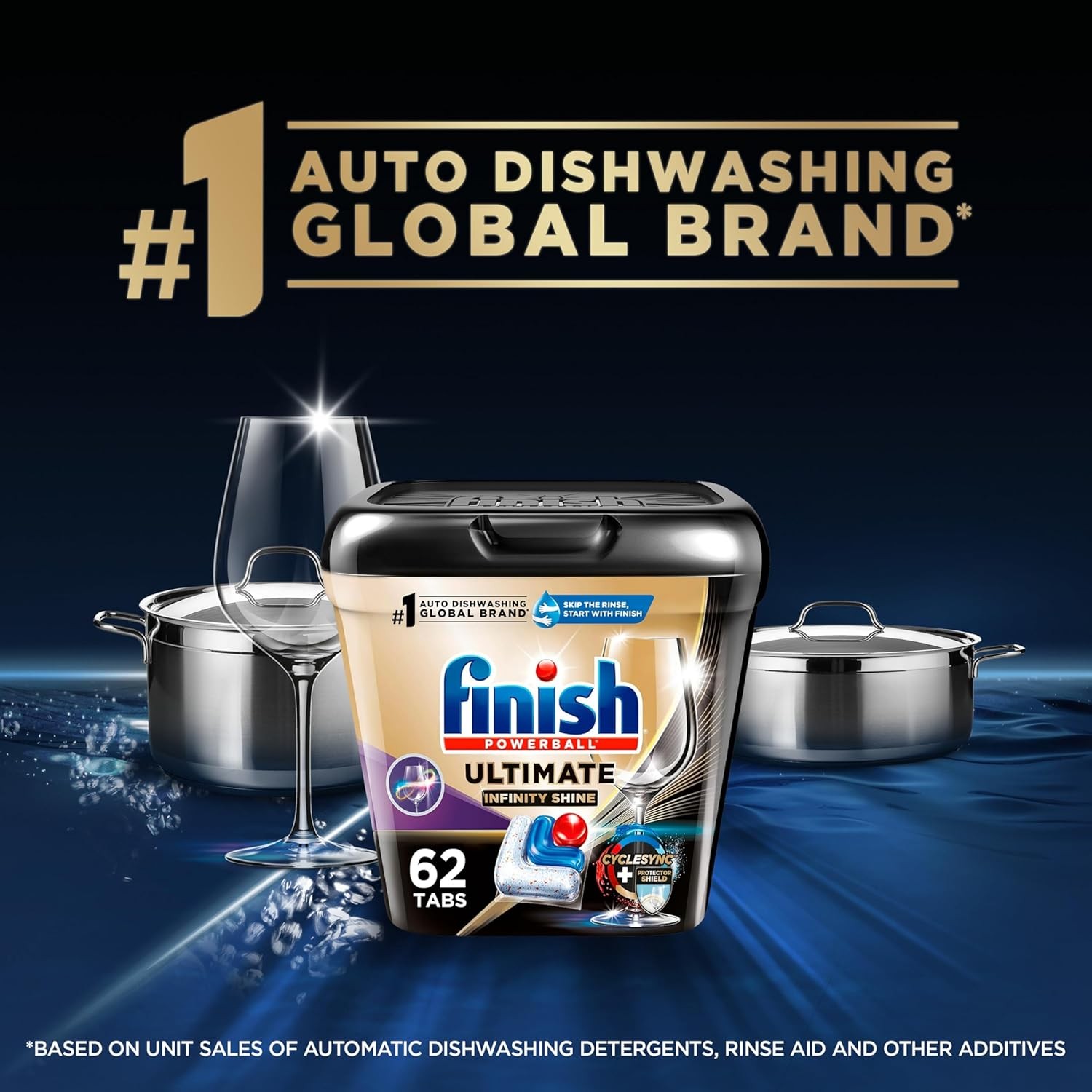 Finish Ultimate Infinity Shine Dishwasher Pods, No Pre-Rinse Dishwasher Detergen