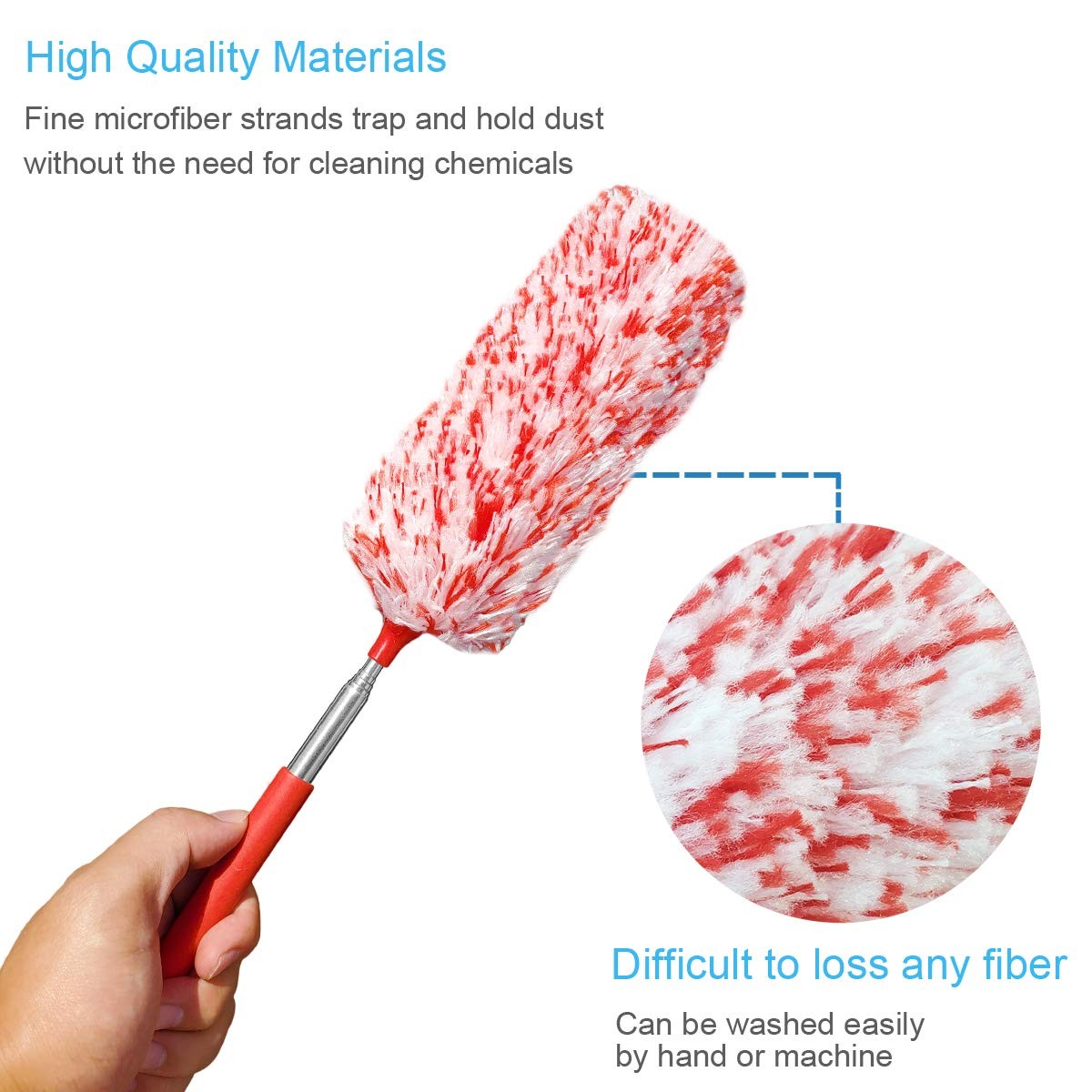 Microfiber Duster 4 Pcs Extendable 13-31 Inch 6 Inch Head – Washable Cleaning