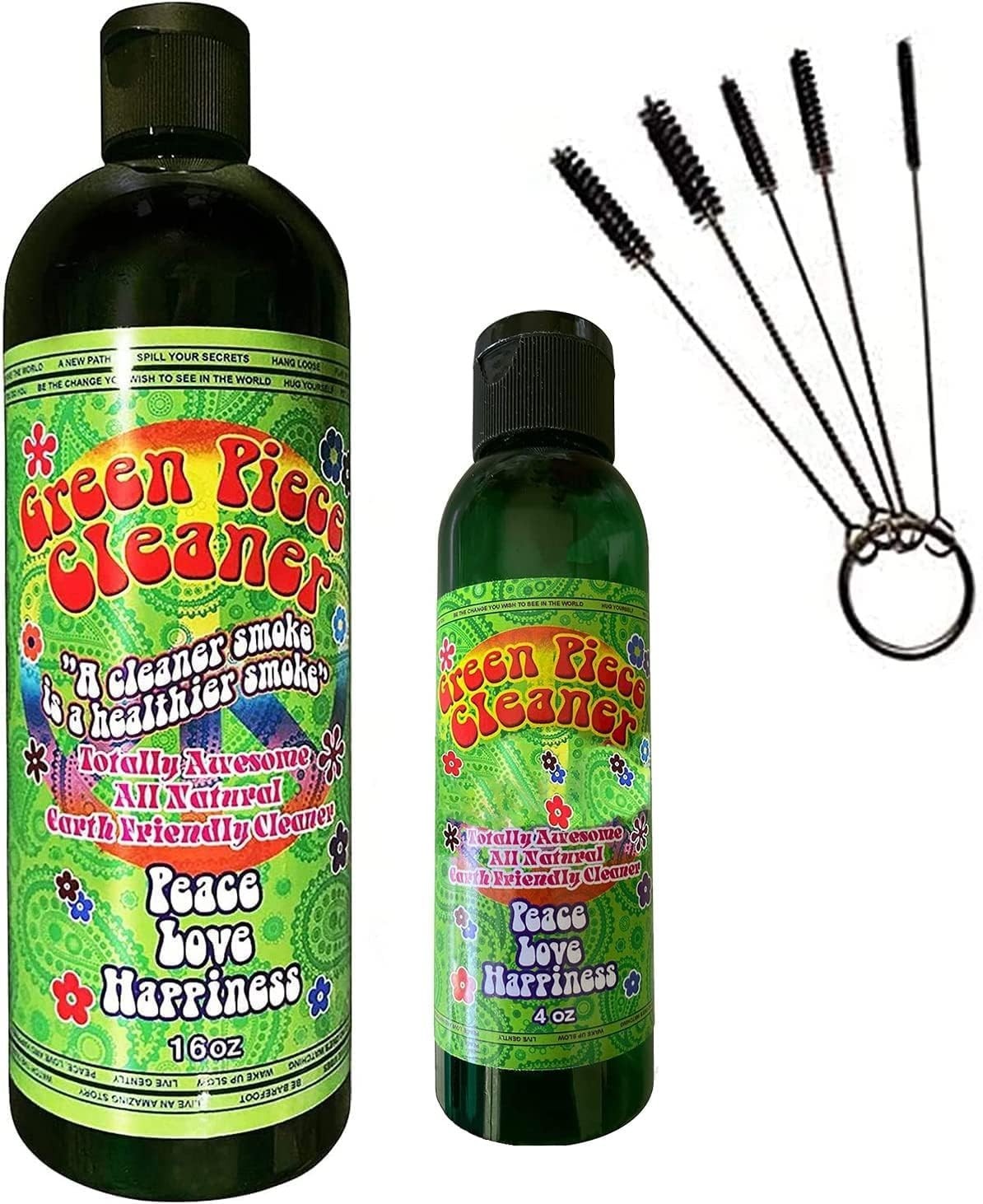 All Natural Biodegradable Cleaner 16 oz with 4 oz Travel Size & 5 Pipe Brushes