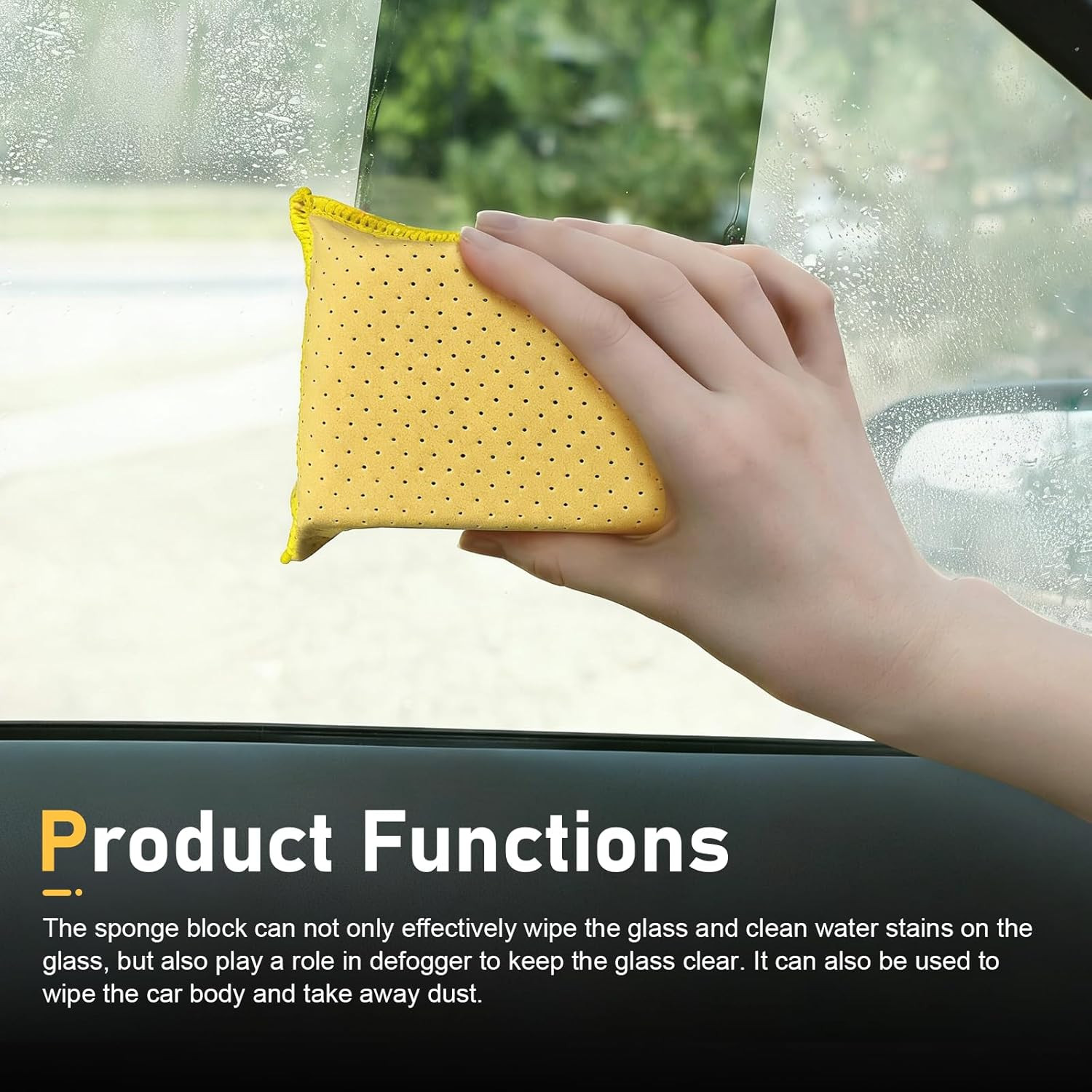 Car Windshield Cleaner Sponge Block, Super Absorbent Non-Woven Window Defogger,