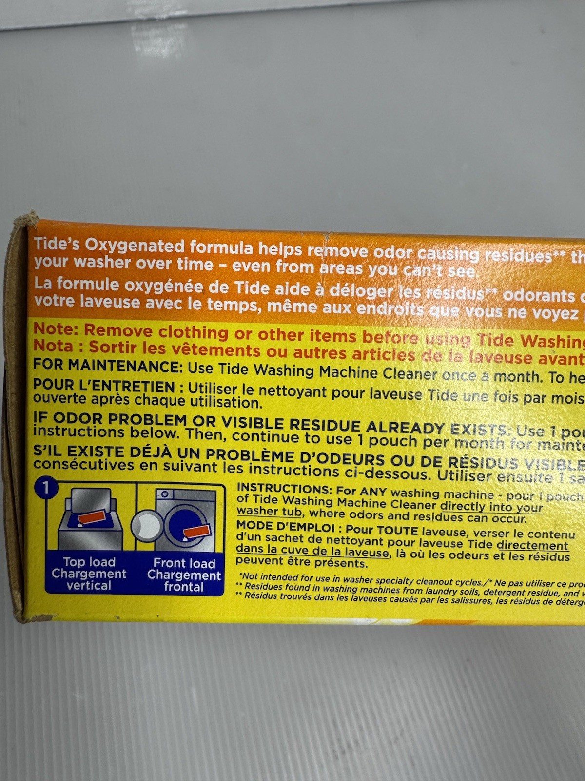 Tide Washing Machine Cleaner – 3 Single Use Packs – Fights Odor & Residue NIB