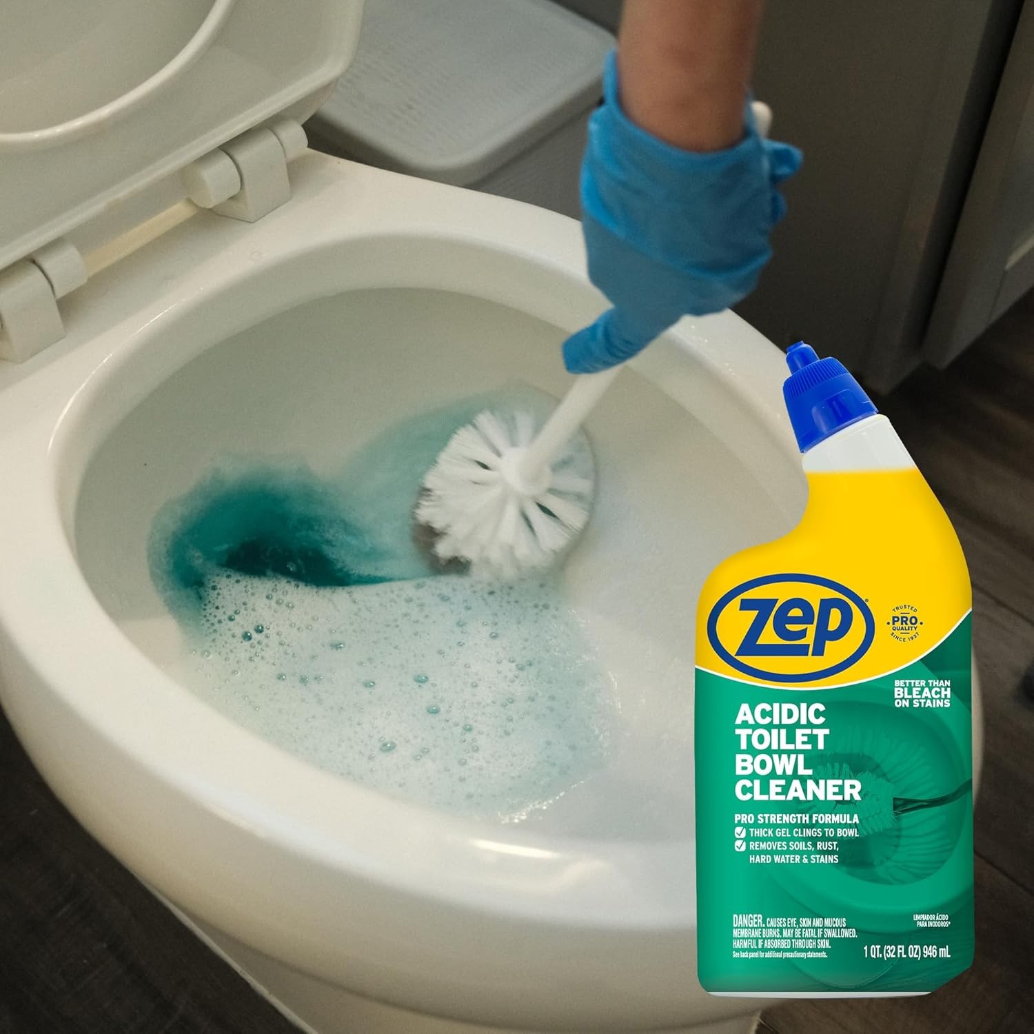 Zep Acidic Toilet Bowl Cleaner 32 oz 4-Pack – 2x Thicker Clinging Formula