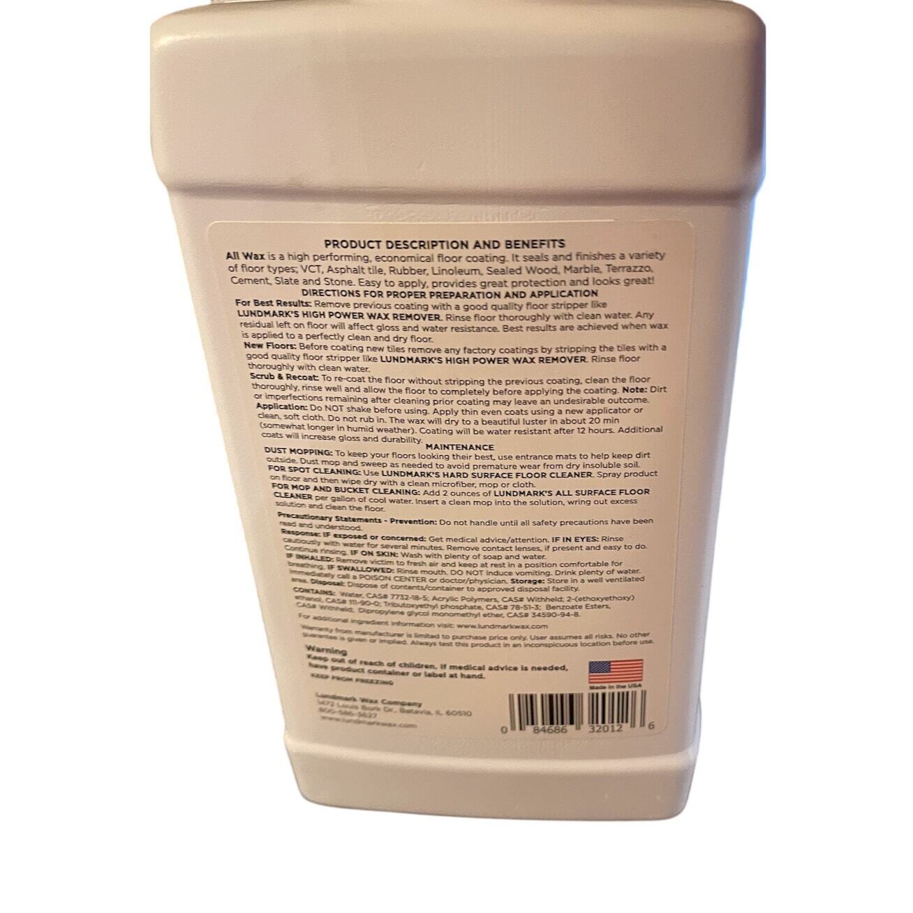 Lundmark All Wax High Gloss Anti-Slip Water Resistant Floor Wax Liquid 32 oz. d