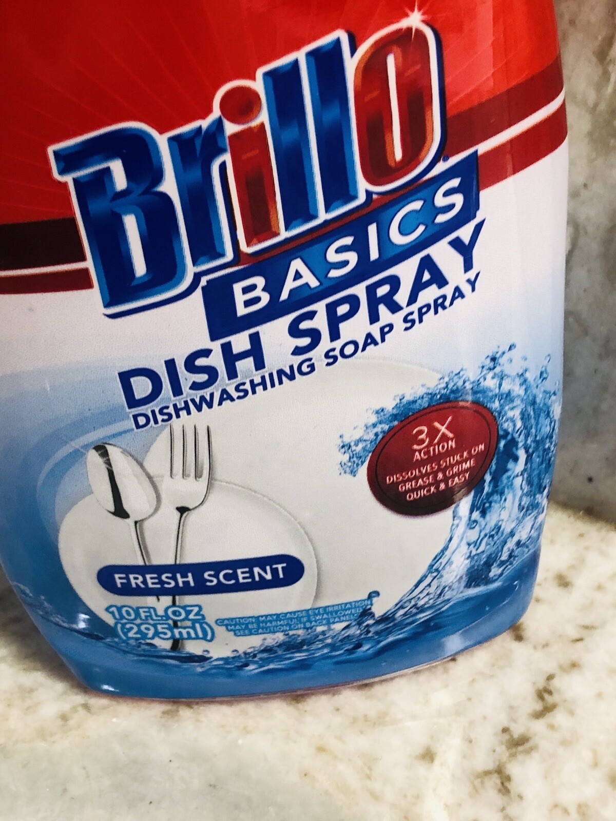 Brillo-Basics Fresh Scent 3x Action Dish/Diswashing Soap Spray. 10floz/295ml.