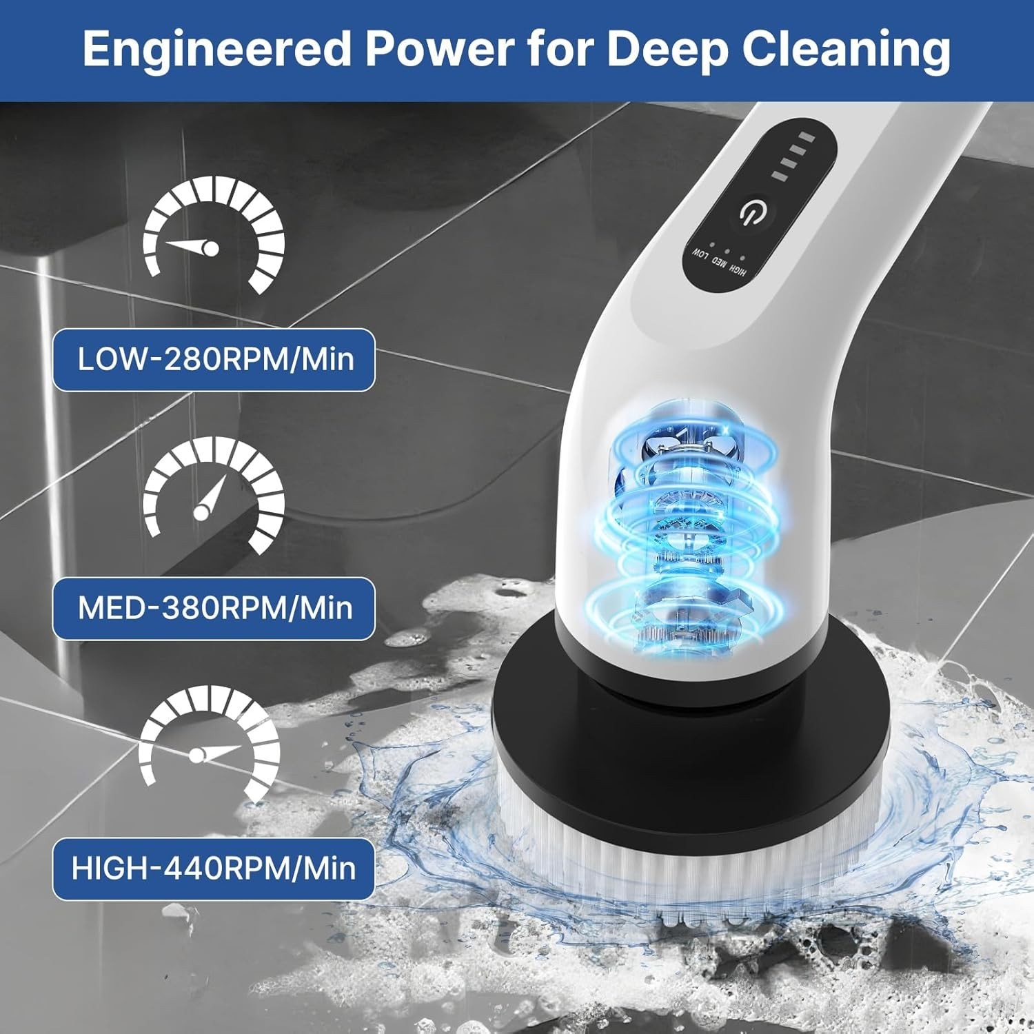 8 in 1 Electric Spin Scrubber for Cleaning Bathroom, 3000mAh Power Scrubber Cord
