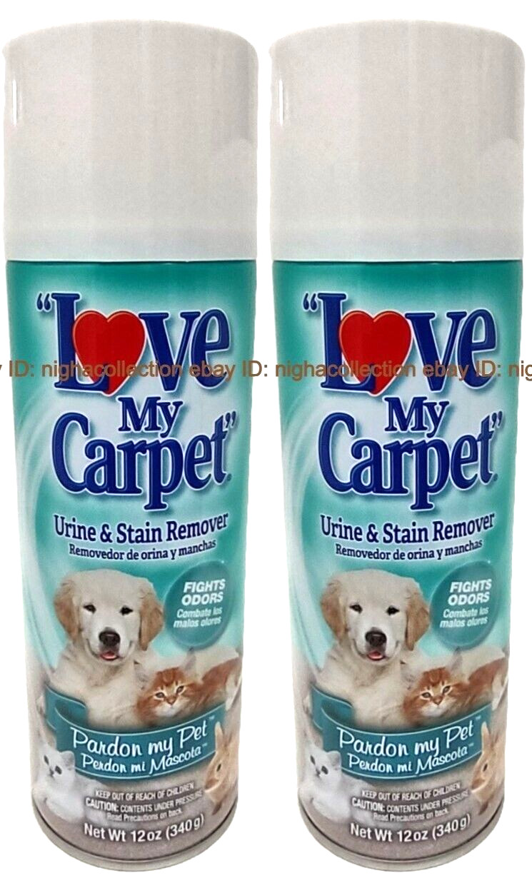 2x LoveMy Carpet Urine & Stain Remover Odor Eliminate Spray PardonMyPet 12 oz Ea