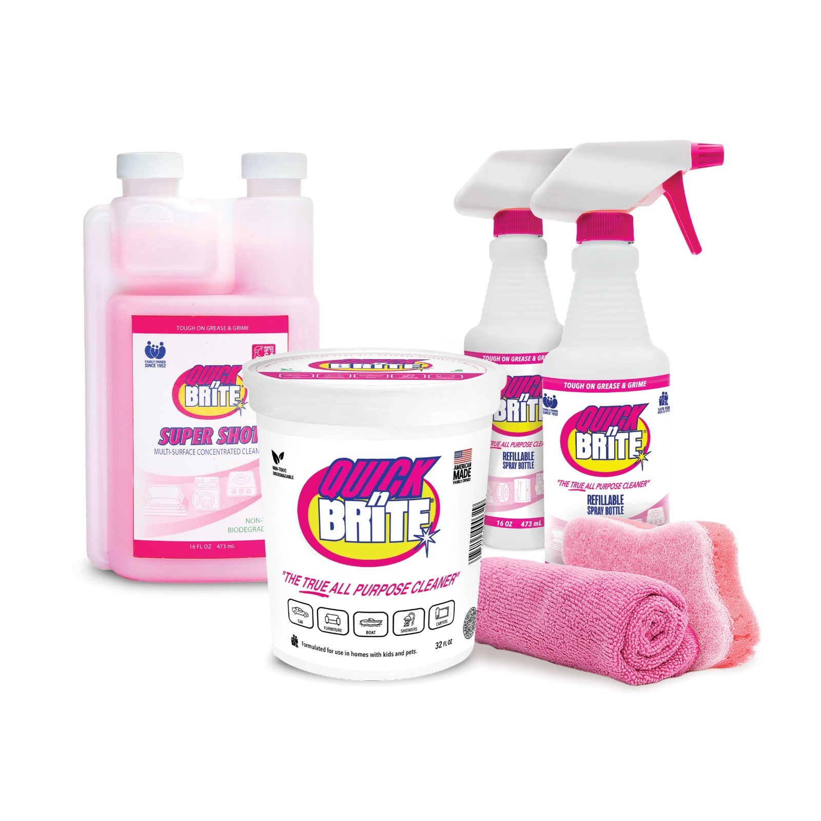 Ultimate All-Purpose Cleaning Kit – 32oz Paste, 16oz Super Shot, Spray Bottles &