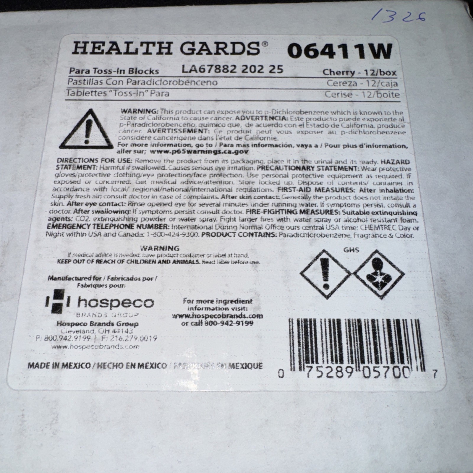 Hospeco Health Gards Para Toss In Cherry 06411W Box of 12