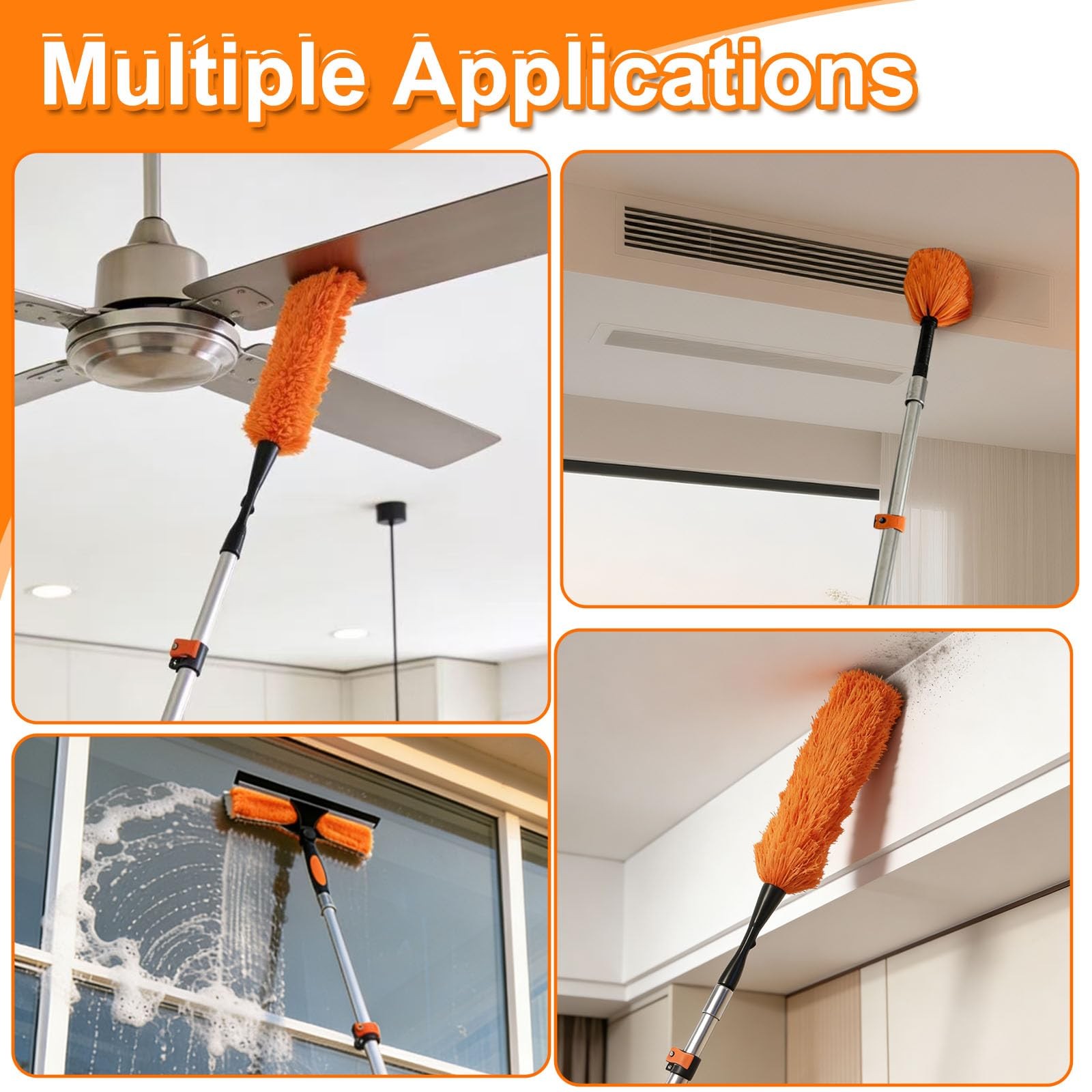 30FT High Reach Duster Kit Extension Pole Ceiling Fan Window Cleaner Set NEW!
