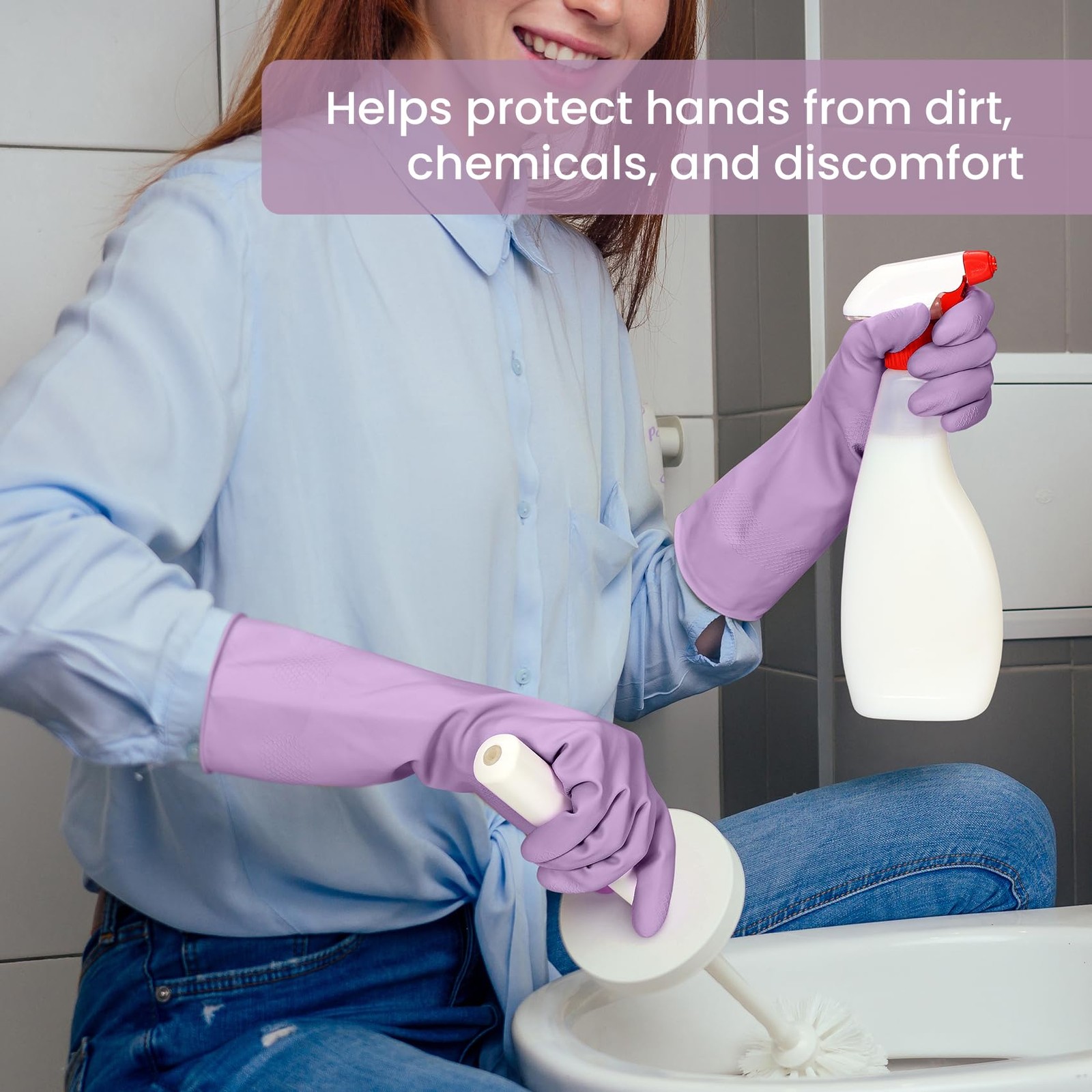 Rubber Cleaning Gloves for Dishwashing, 4 Pairs Reusable Large, A-boho