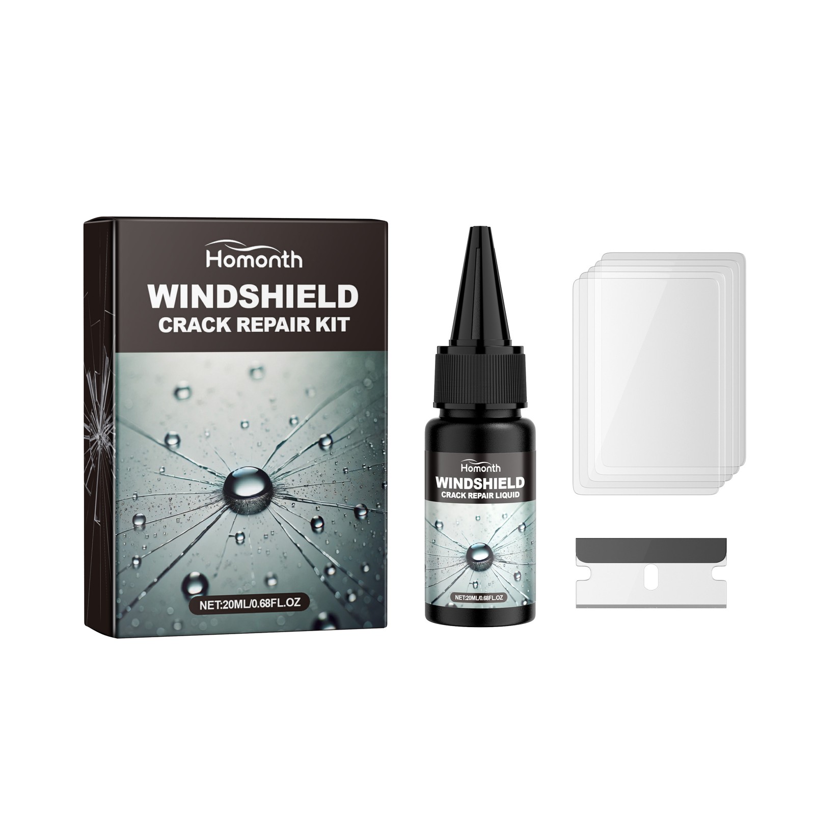 Windshield Repair Kit Car Front Glass Crack Chip Fix DIY Nano Resin UV Curing
