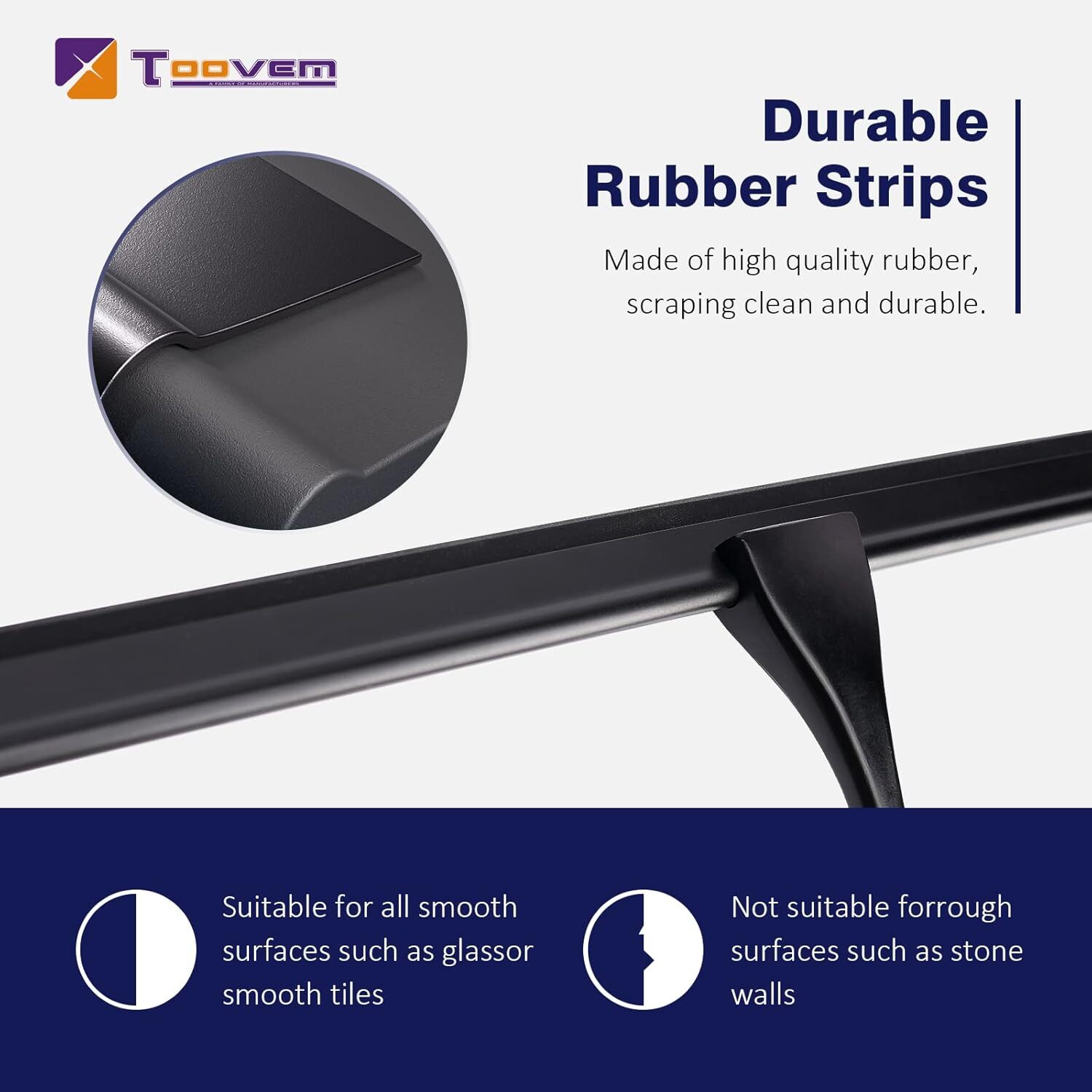 TOOVEM 14 inch All-Purpose Stainless Steel Shower Squeegee for Shower Glass Door