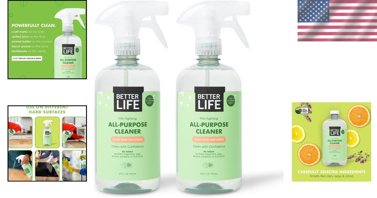 Gentle yet Effective Multi-Surface Cleaner – 24oz x 2, Eco-Friendly Formula