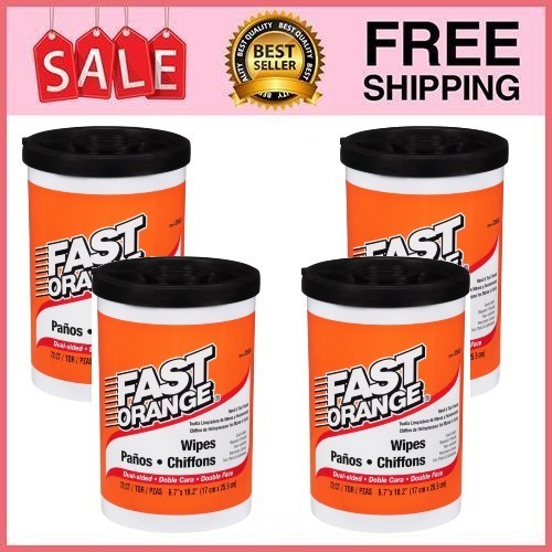 4 Pack Permatex Fast Orange Hand Cleaner Wipes, 72-Count Container Clean Scent