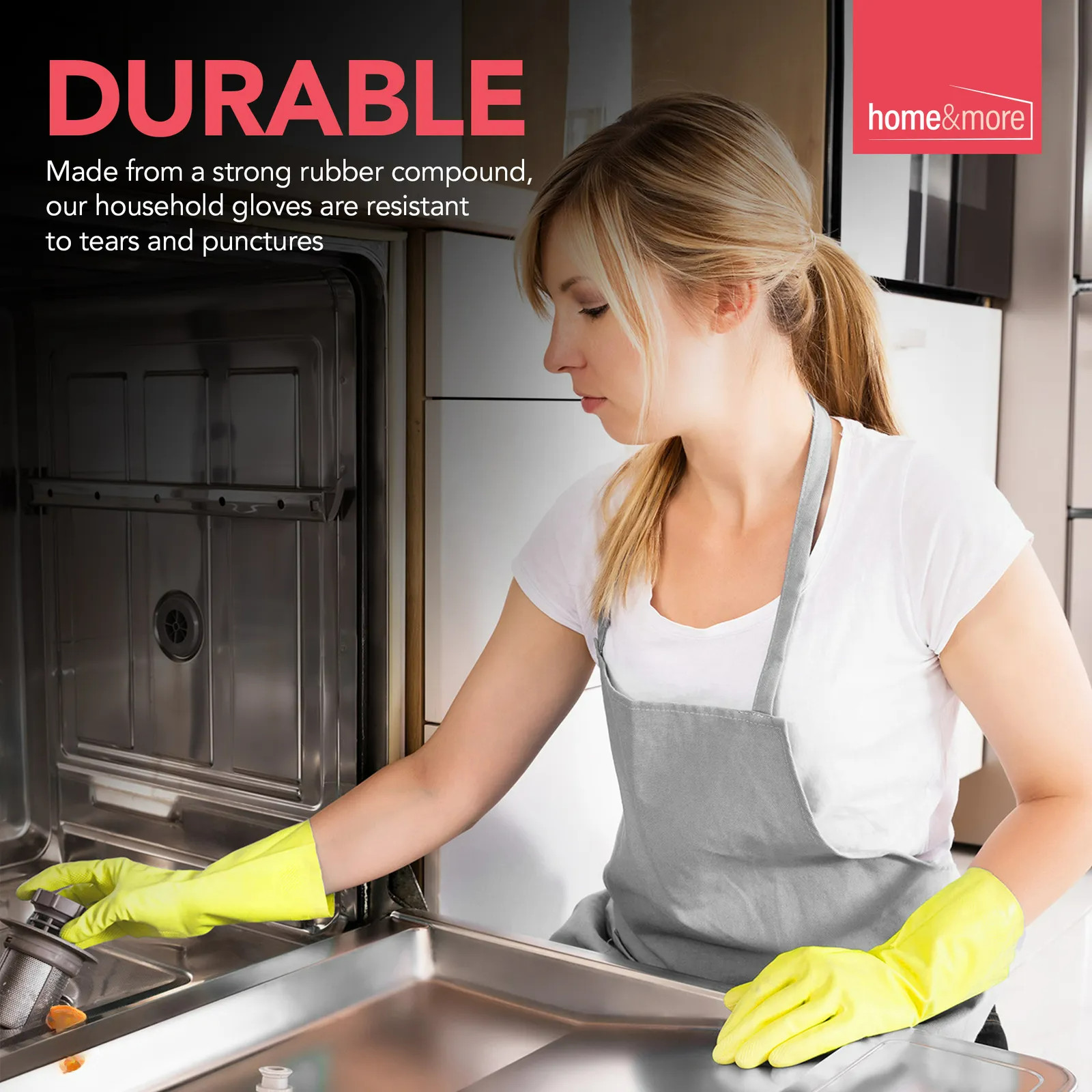 2 Pairs Rubber Gloves Large Long Sleeve Household Washing Up Kitchen Cleaning