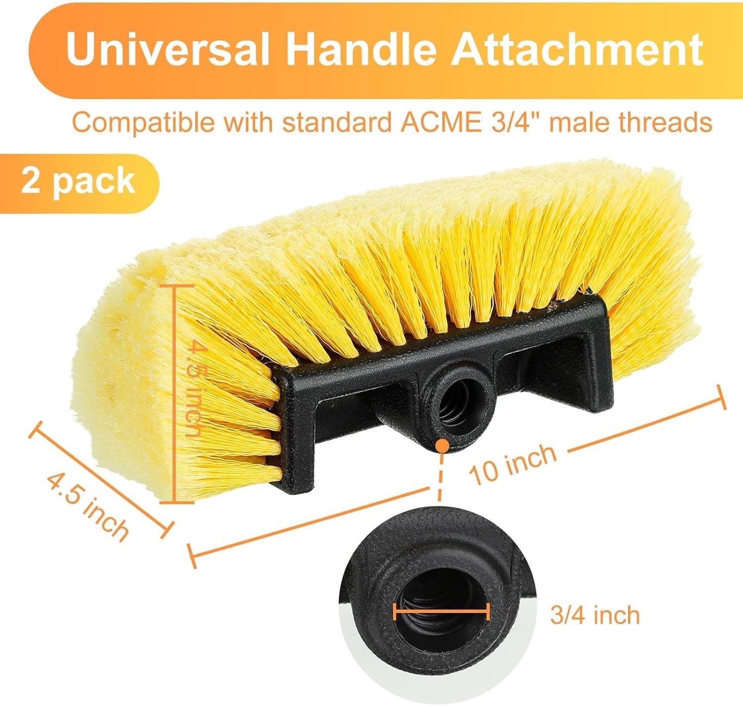 2 Pc Car Wash Brush Head Soft Detailing Bristle Flow Thru Car Cleaning Brush 10