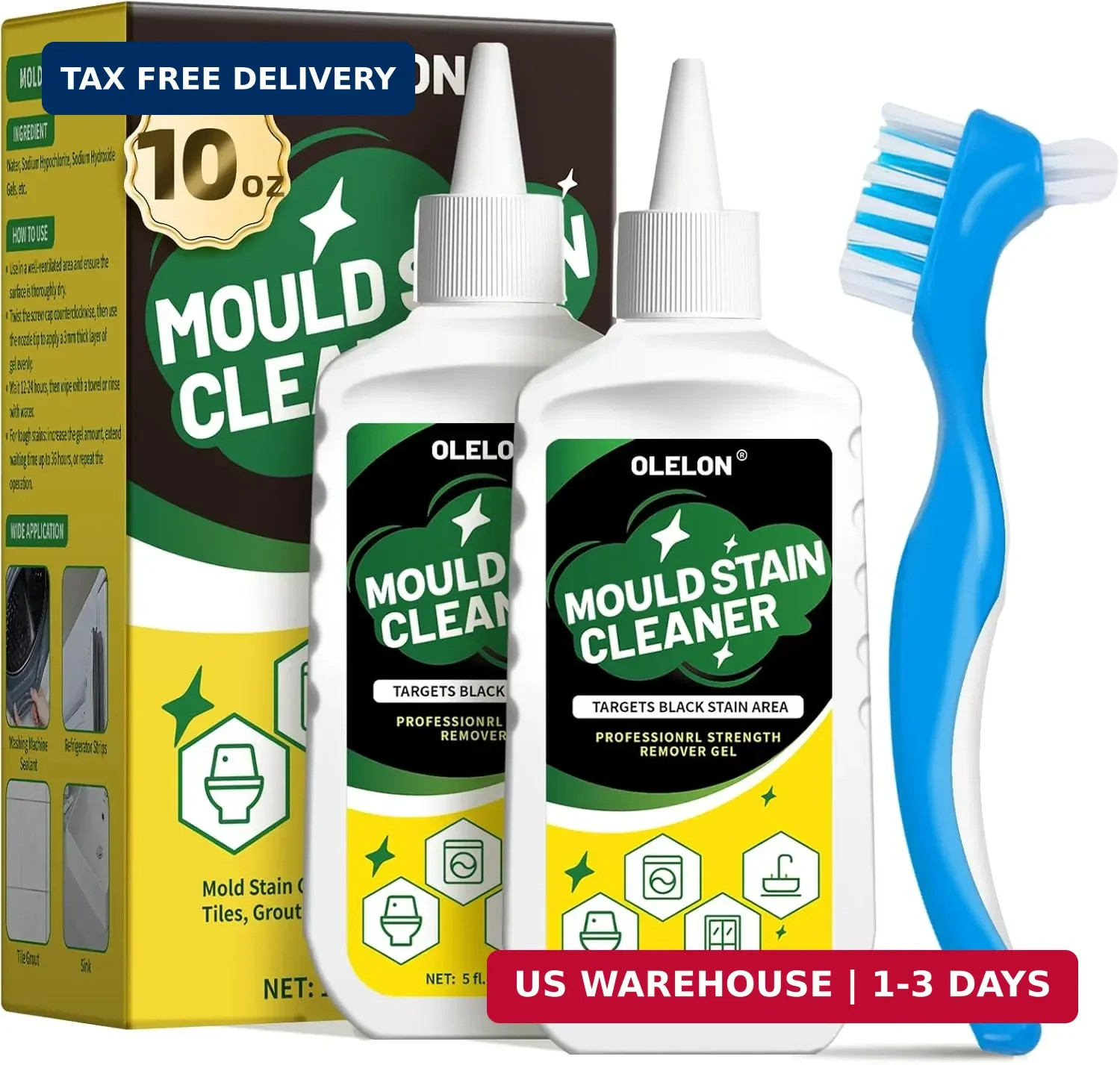 OLELON Mold Stain Remover Gel for Washing Machine Cleaner Front Loader Rubber Gr