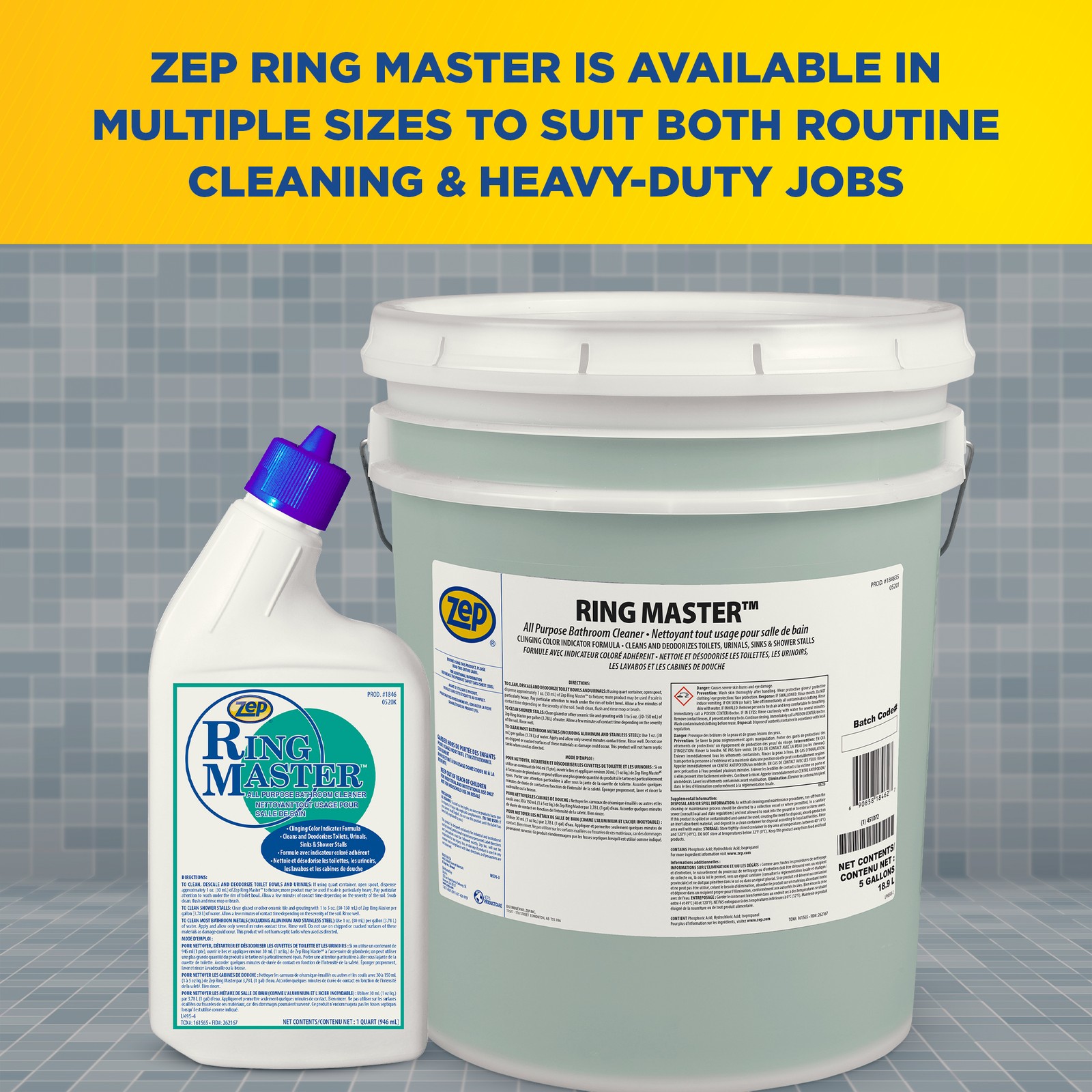 Zep Ring Master All-Purpose Bathroom Cleaner – 32 oz (Case of 12) 184611 – For