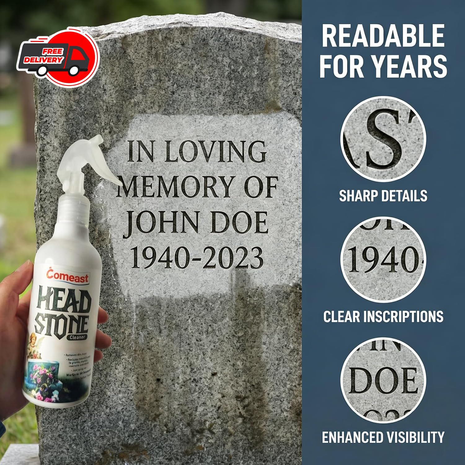 Headstone Cleaner for Graves, Cemetery, Gravestone, Tombstone Cleaner Solution R