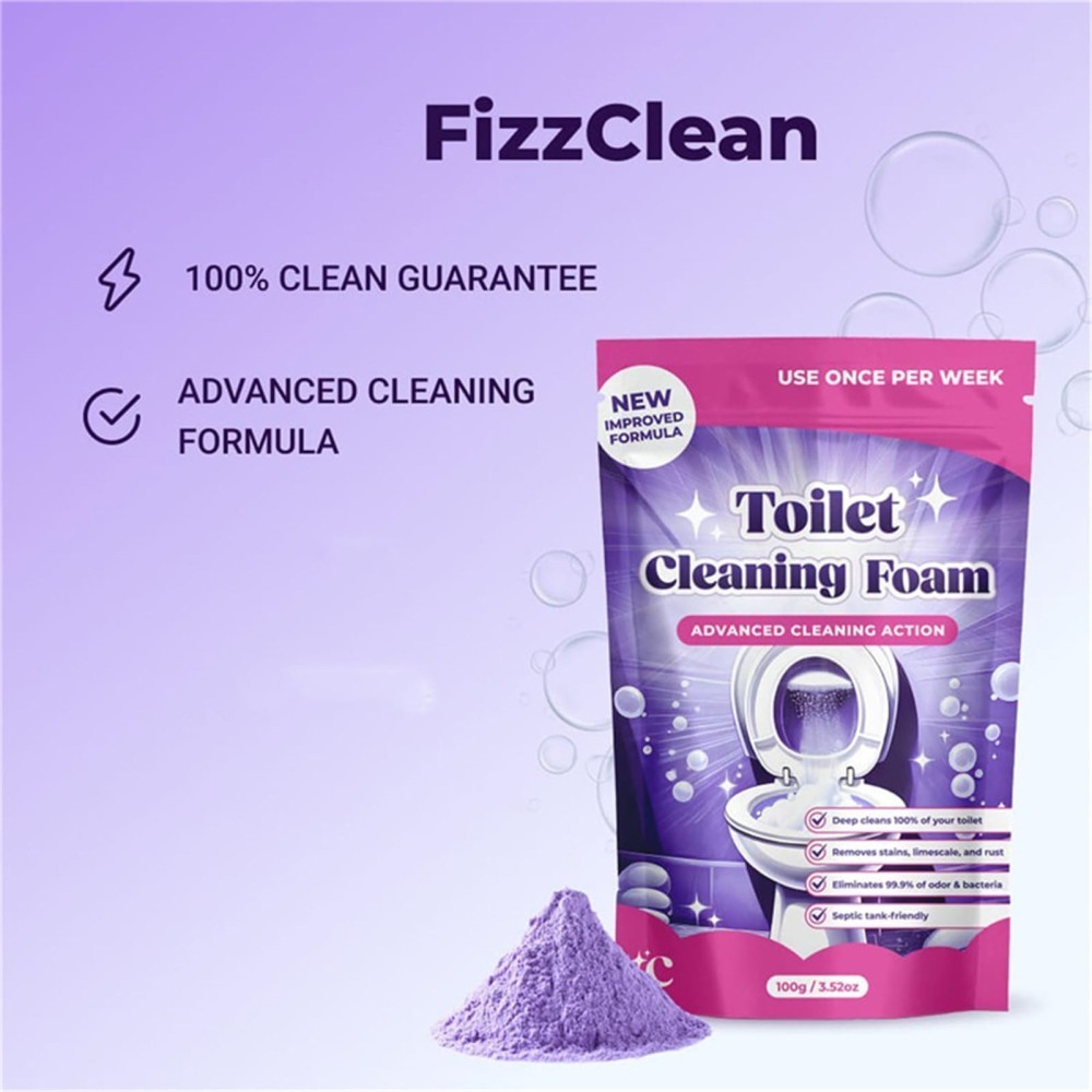 1~3Bags Fizzclean Toilet Foam Cleaner, Insta-Action Fizzclean Foam Cleaner 100g