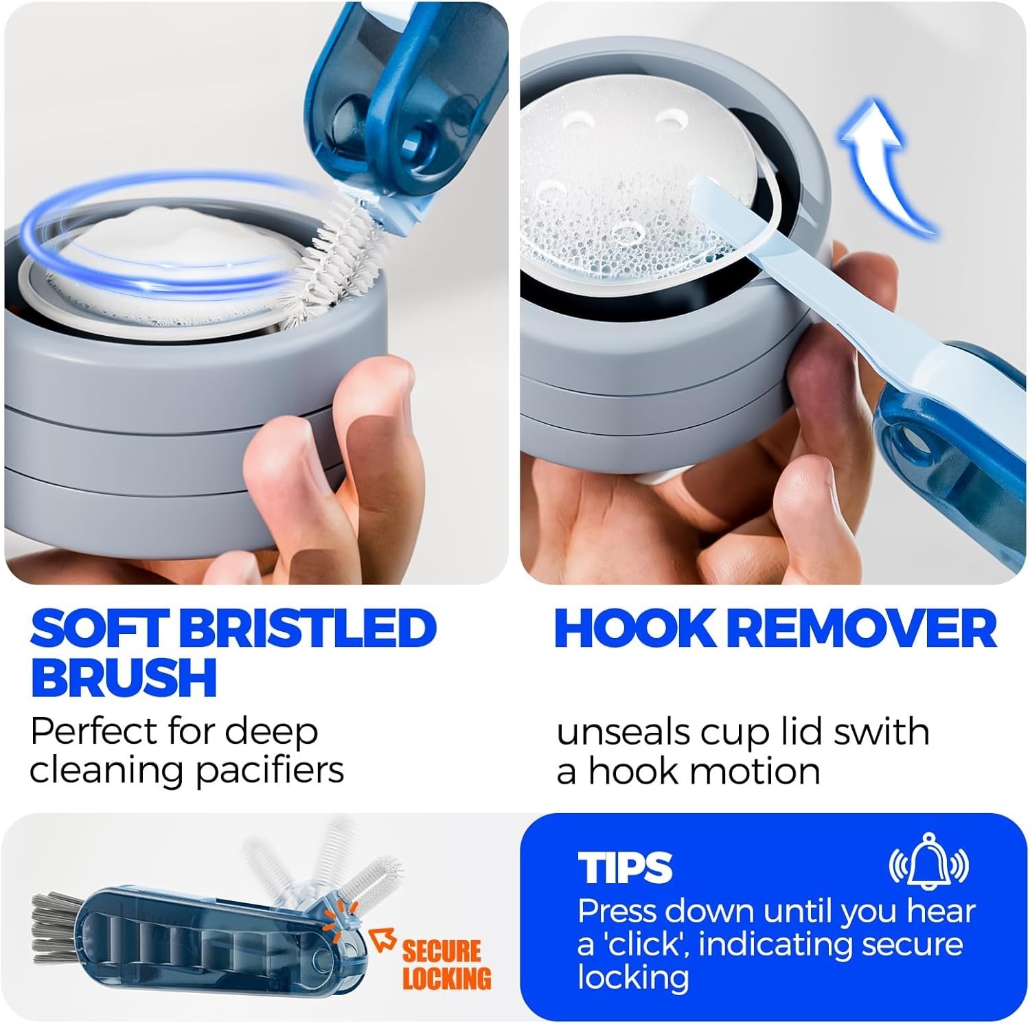 6 Pack 4 in 1 Cup Lid Cleaning Brush Set with 3 Straws, Multifunctional Bottl…