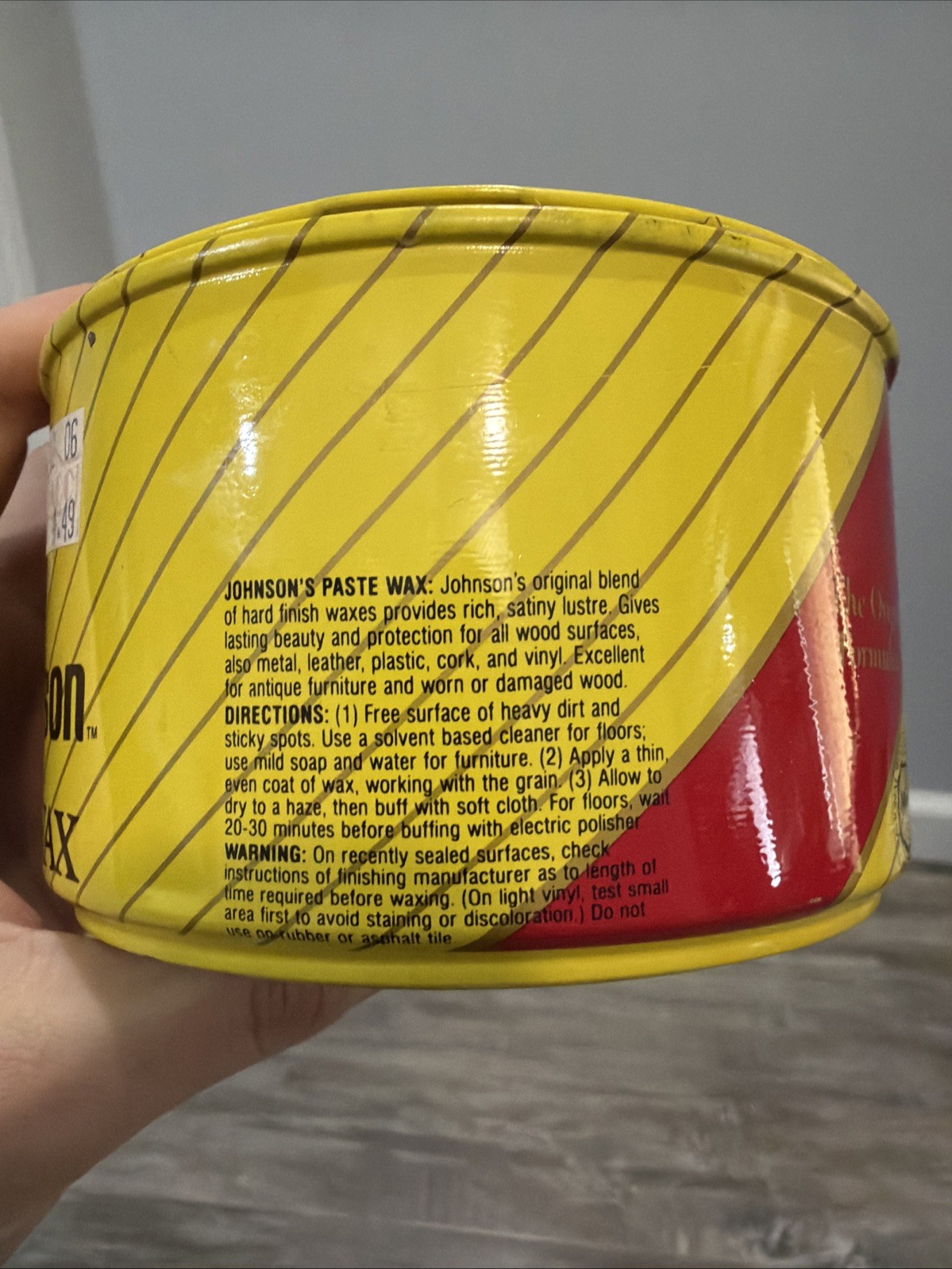 Vtg SC Johnson Paste Wax Original Formula 16 oz Discontinued 75% full