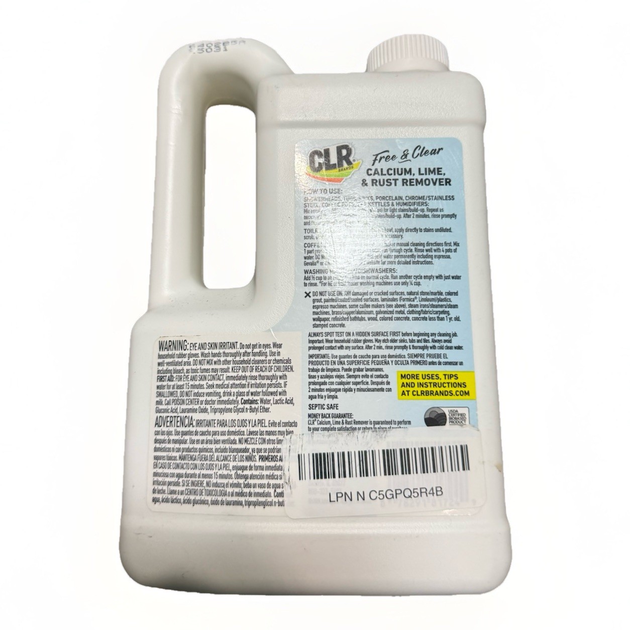 CLR All-Natural Calcium Lime and Rust Remover, Multi-Use Household Cleaner 42oz